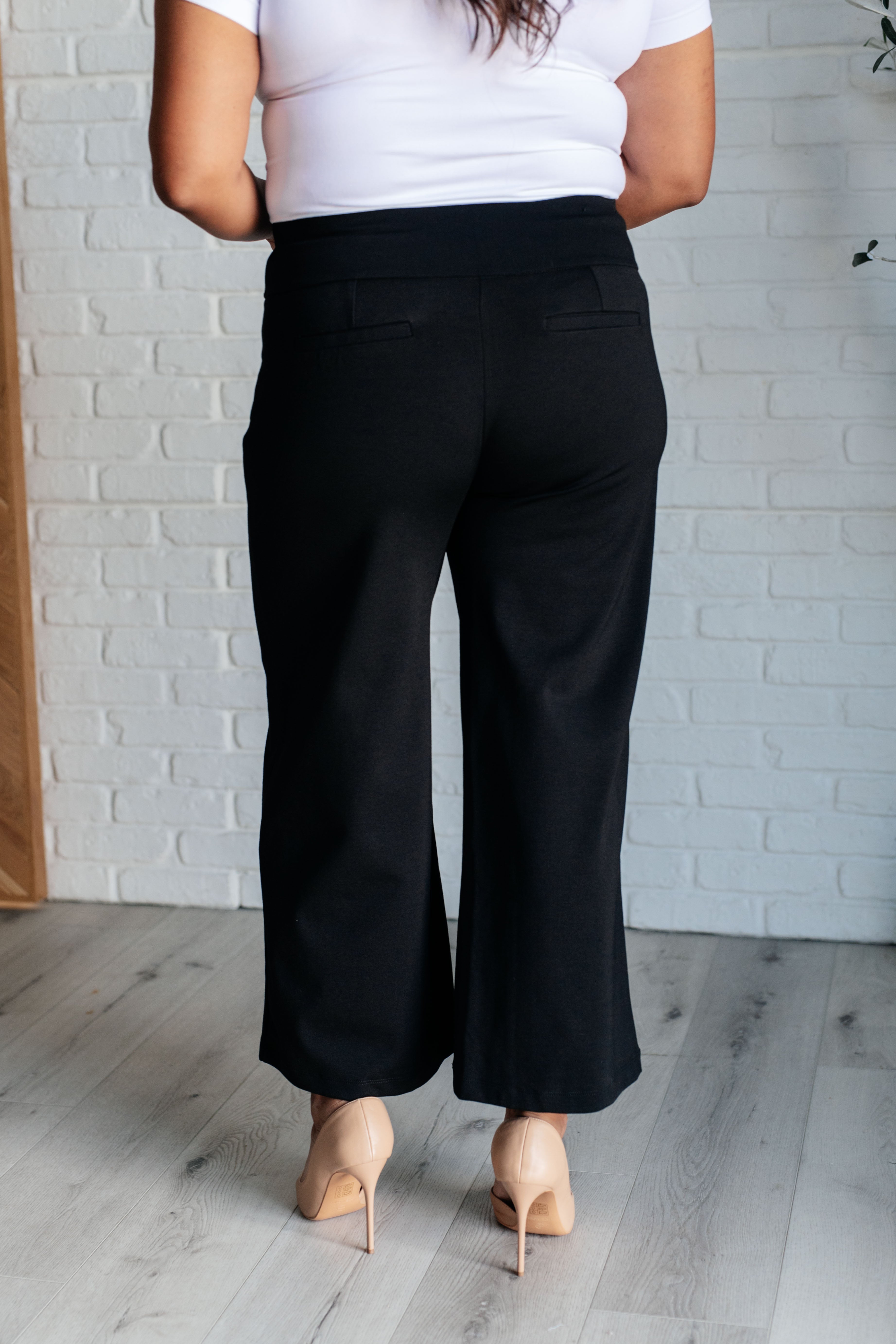 Magic Wide Leg Crop Pants for Women - High Waisted Stretchy Black Lounge Pants | Perfect for Yoga, Travel & Casual Wear
