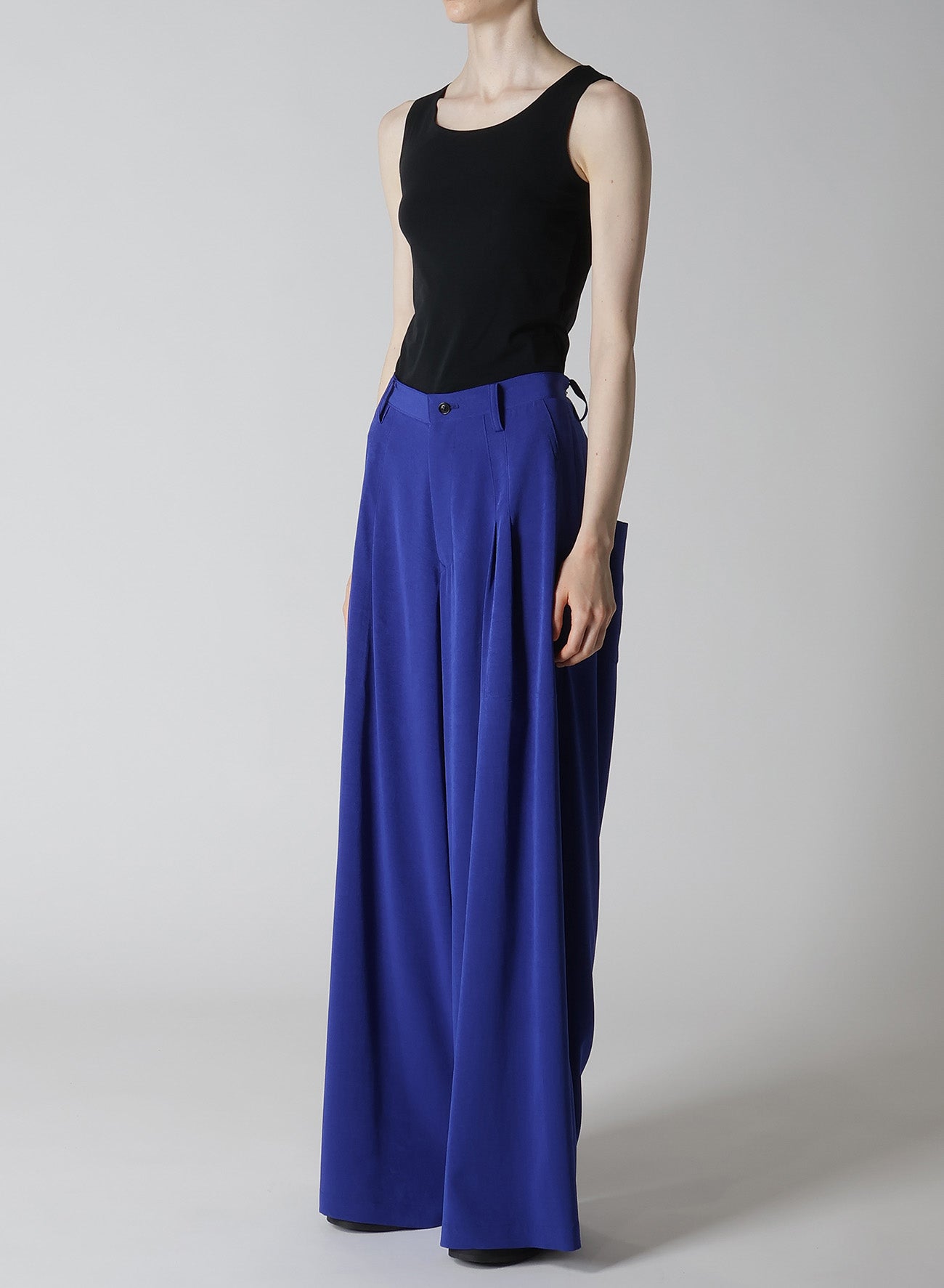 CREPE de CHINE DOUBLE TUCKED WIDE PANTS for Women - High Waist Flowy Palazzo Pants for Office, Travel & Casual Wear