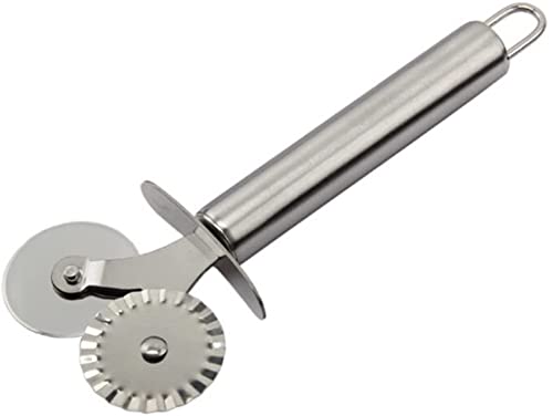 Stainless Steel Double Wheel Pizza Cutter - Professional Kitchen Knife for Pizza Dough, Pasta & Pastry | Portable & Durable Hob Cutter for Home Baking and Restaurant Use
