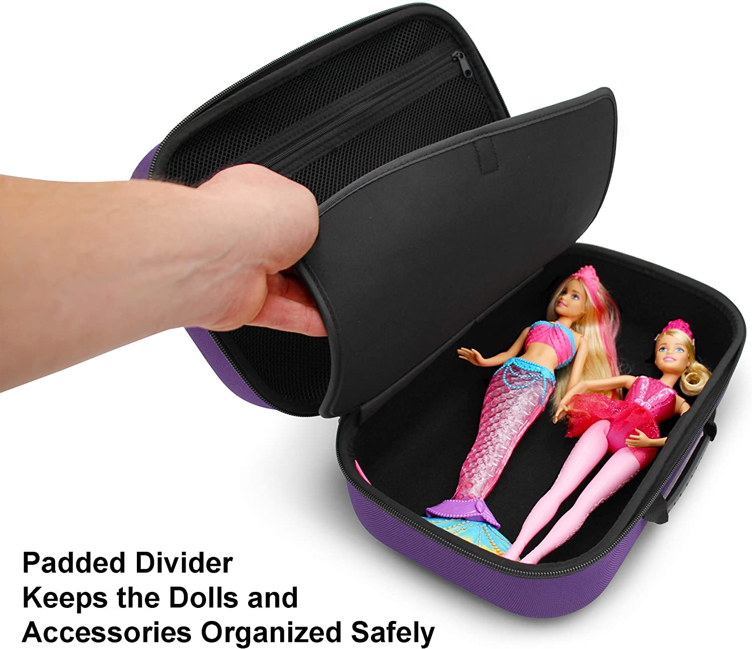 CASEMATIX Travel Doll Case for Barbie Dolls - Holds Up to 3 Dolls with Accessories, Toy Organizer Storage for Clothes & Shoes | Perfect for Travel, Playdates & Birthday Gifts