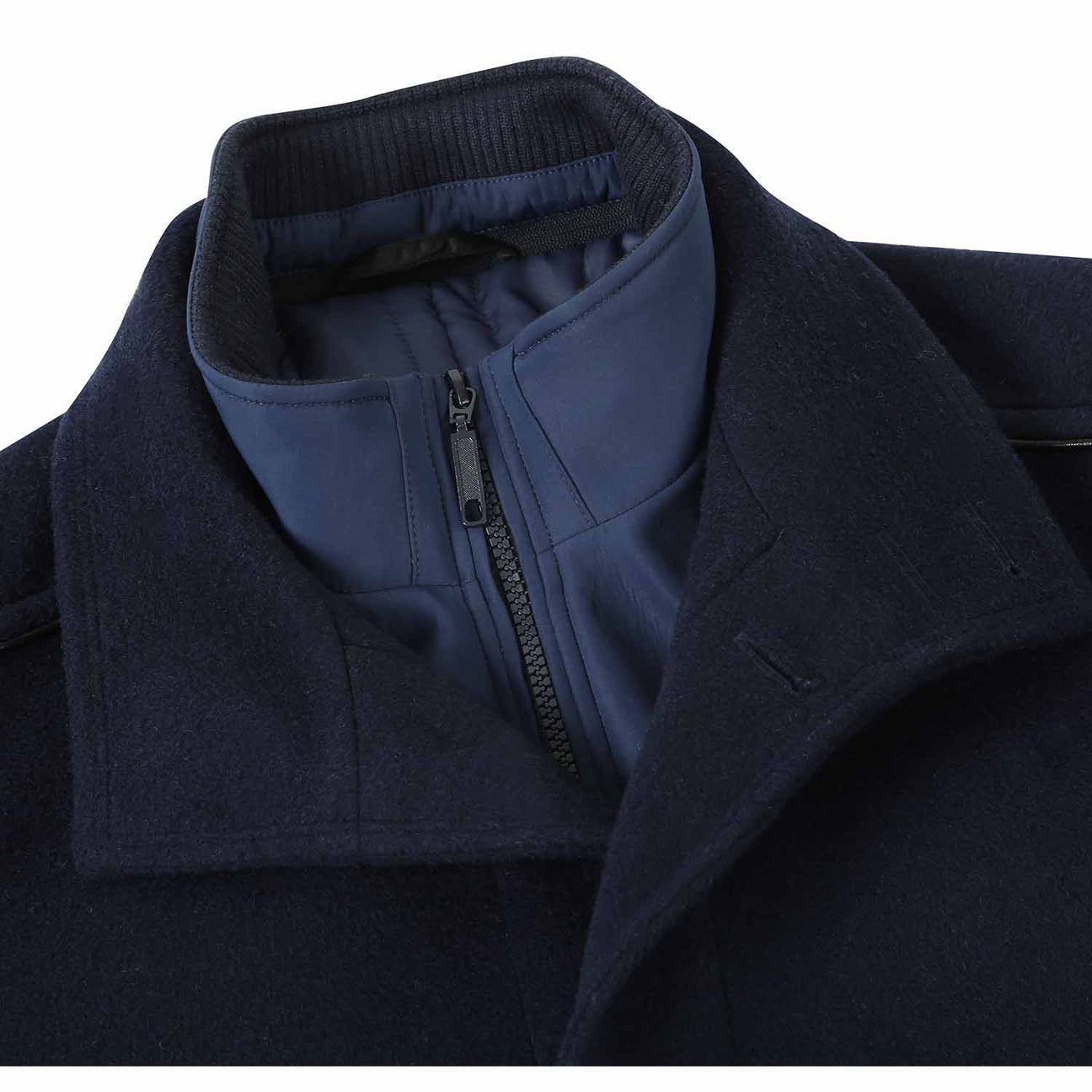 Alessandro Vitello by Renoir Navy Blue Short Coat 830 4 - Stylish Outerwear for Business Casual & Evening Events