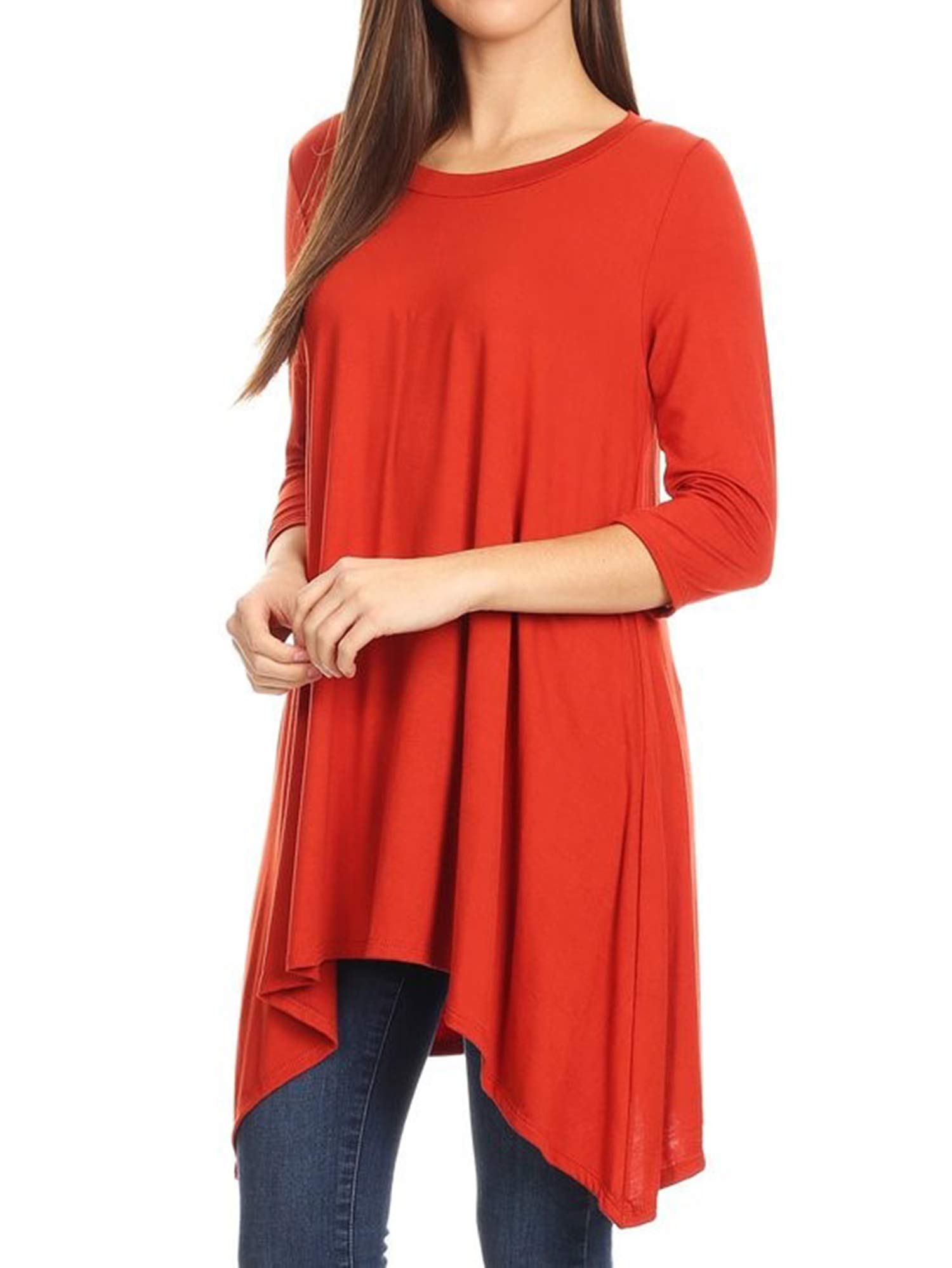 Emma Women's Casual Loose Fit Dolman Sleeve Tunic Dress Top - Comfortable & Stylish for Everyday Wear, Work & Weekend Outings
