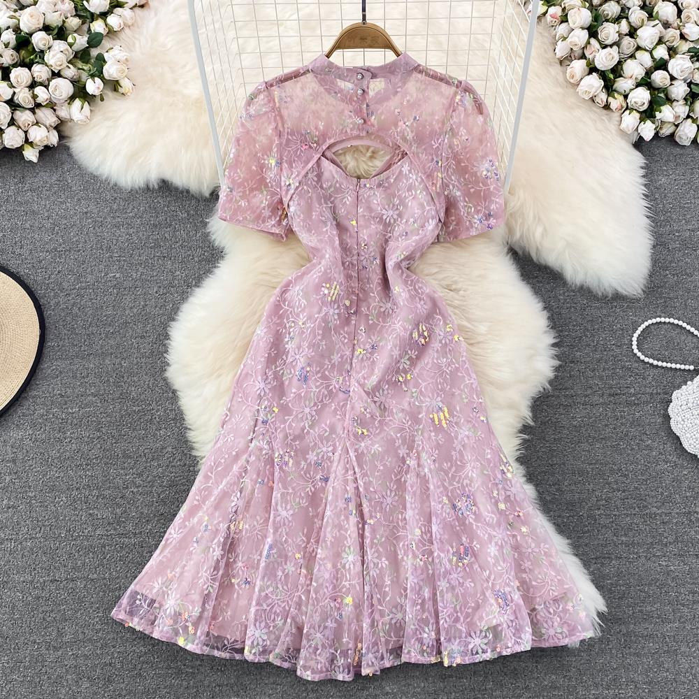 Elegant Lace & Sequined A-Line Skirt Beaded Mermaid Dress for Women - Perfect for Evening Parties, Weddings & Special Occasions