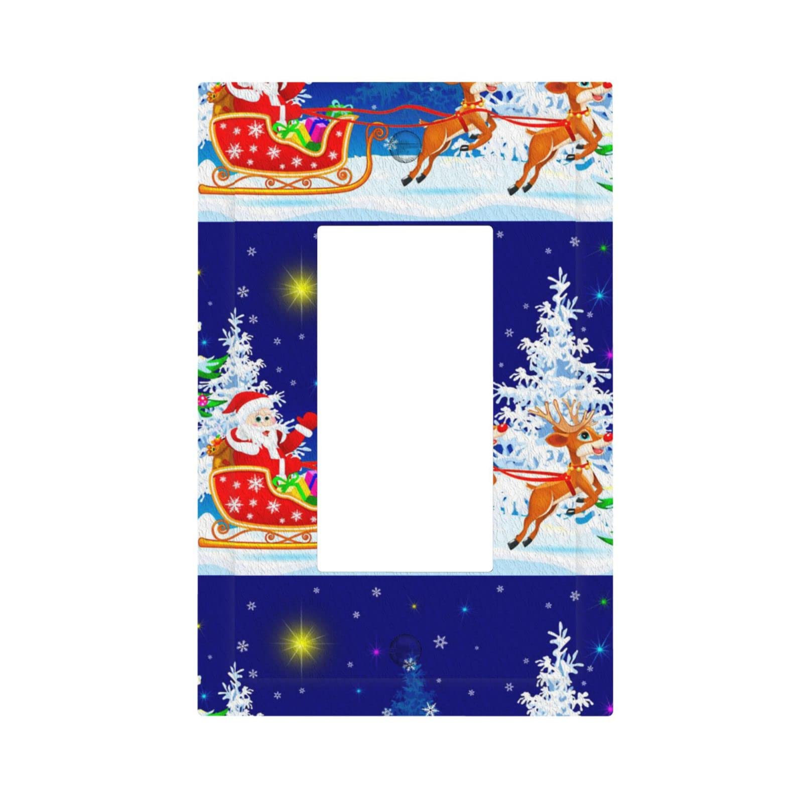 Santa on Sleigh Printed Wall Plate Decorative Switch Plate Outlet Cover - 3x5 Inch Holiday Home Decor for Christmas Living Room & Bedroom