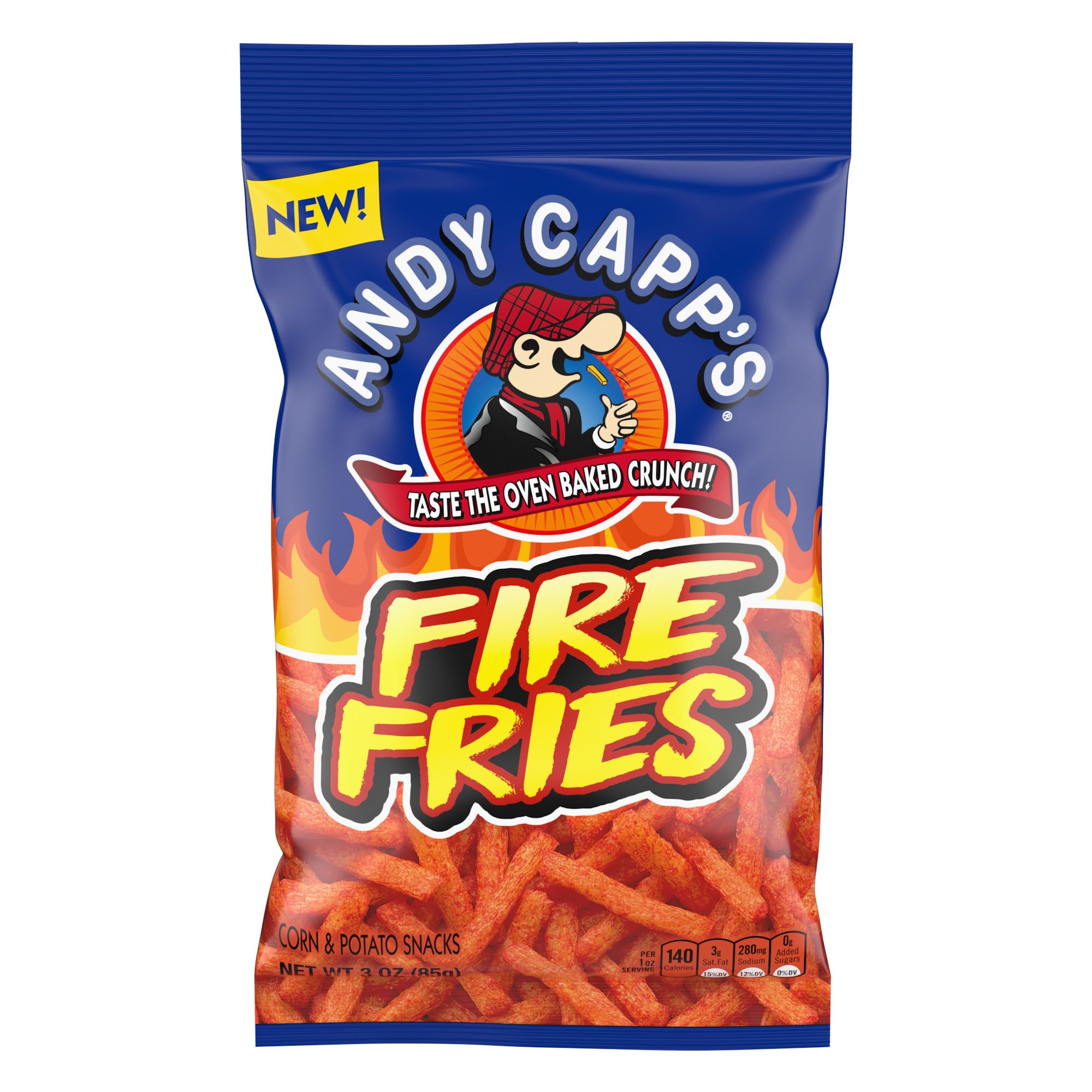 Andy Capp's Fire Fries - Spicy Corn & Potato Snacks, 3 oz Bag | Crunchy Flaming Hot Chips for Parties, Game Nights & Snacking