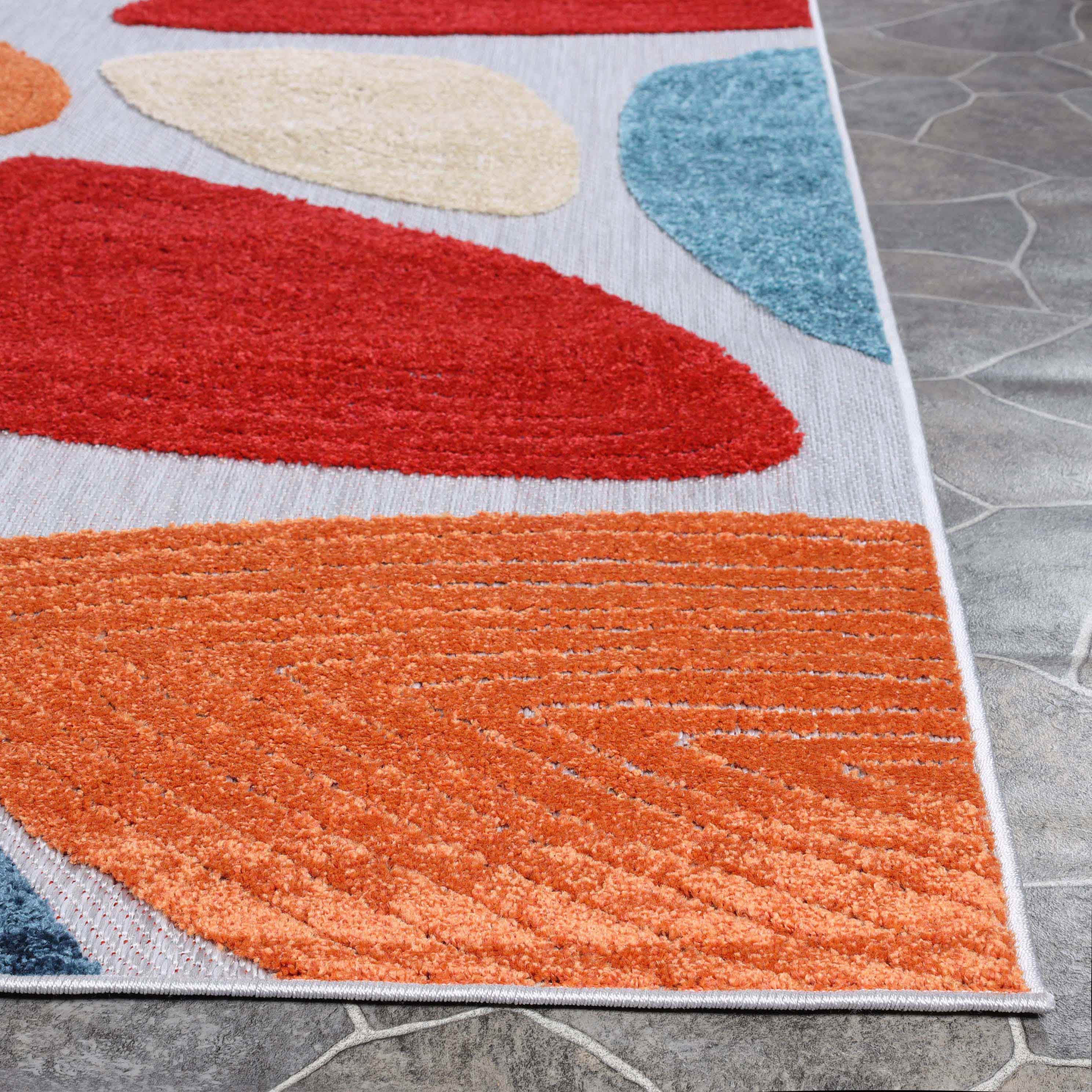 Modern Geometric Indoor Outdoor Area Rug - Non-Slip Tulip Design for Living Room, Bedroom, Patio & Deck - Waterproof & Durable Home Decor