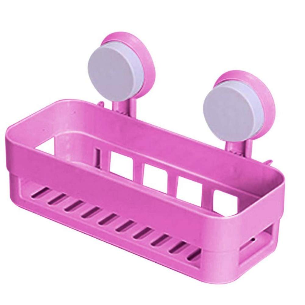 Plastic Shower Organizer with Suction Cups - Bathroom Wall Mount Storage Shelf for Shampoo, Soap & Toiletries - Space Saving Kitchen & Bathroom Storage Solution for Small Spaces