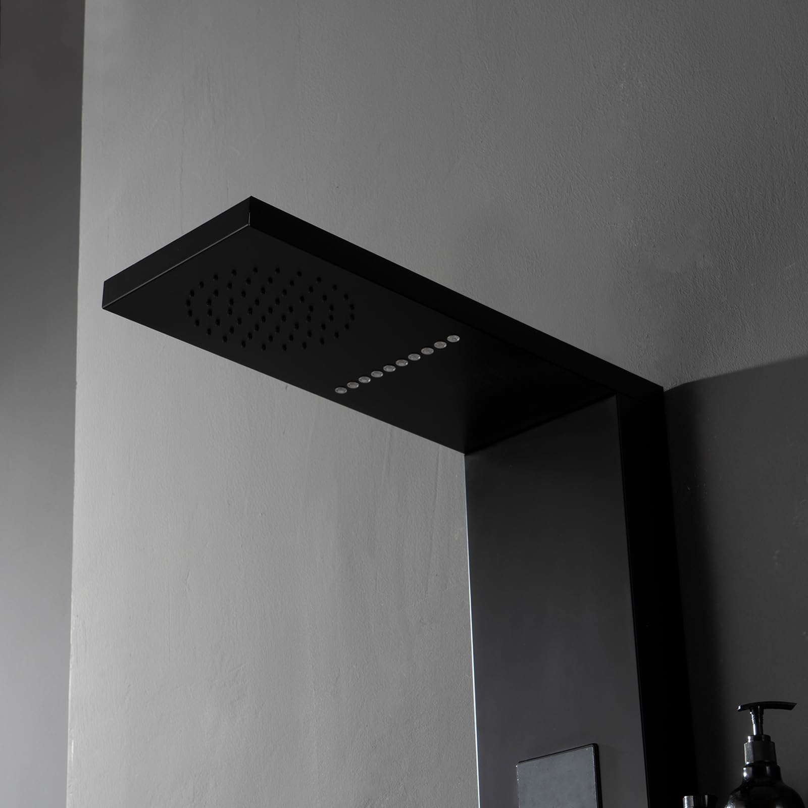 Homevacious 4-in-1 Shower Panel System with LED Rainfall Shower Head, Adjustable Body Jets & Handheld Spray - Matte Black Stainless Steel Bathroom Fixture for Spa-Like Relaxation | Perfect for Modern Bathroom Renovations & Luxury Shower Experiences