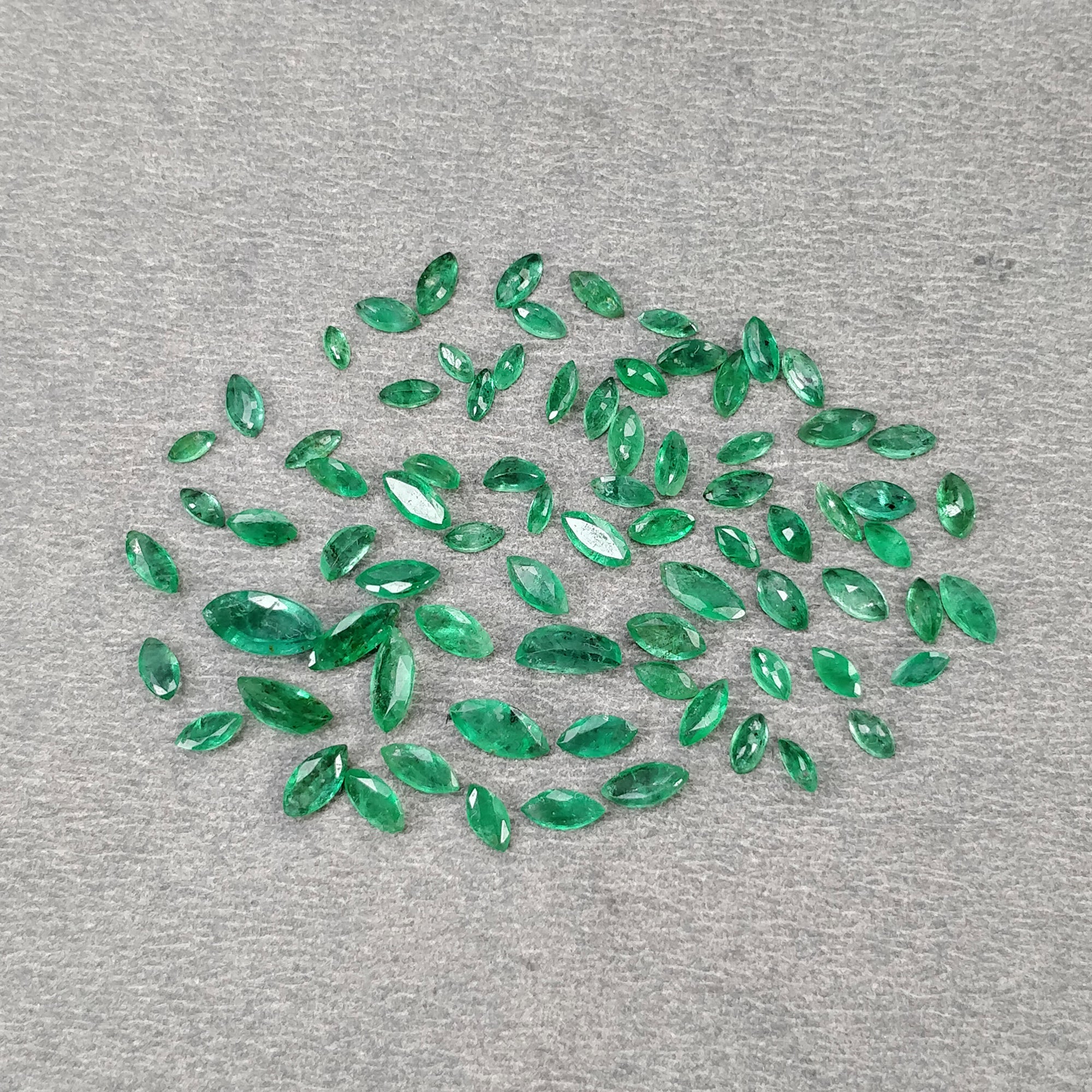 Natural Untreated 7.55ct Green Emerald Gemstone - Marquise Cut (3mm, 7x3.5mm) - 78pcs for Jewelry Making, Engagement Rings & Luxury Gifts