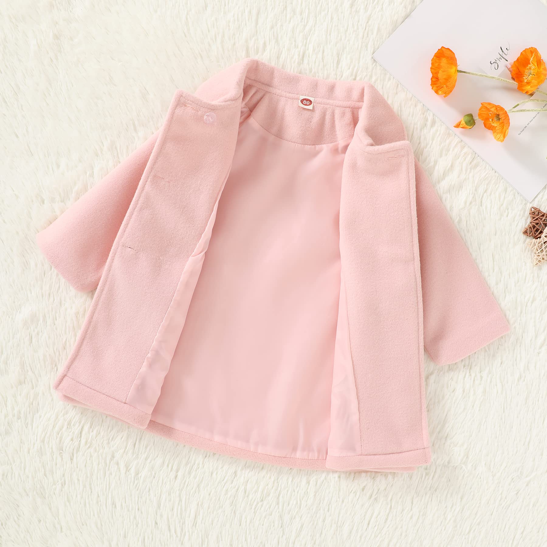 JEELLIGULAR Toddler Baby Girl Winter Coat - Warm Thick Jacket with Button Closure for Fall & Winter - Cute Outerwear Set for Playdates, Preschool & Holiday Outings