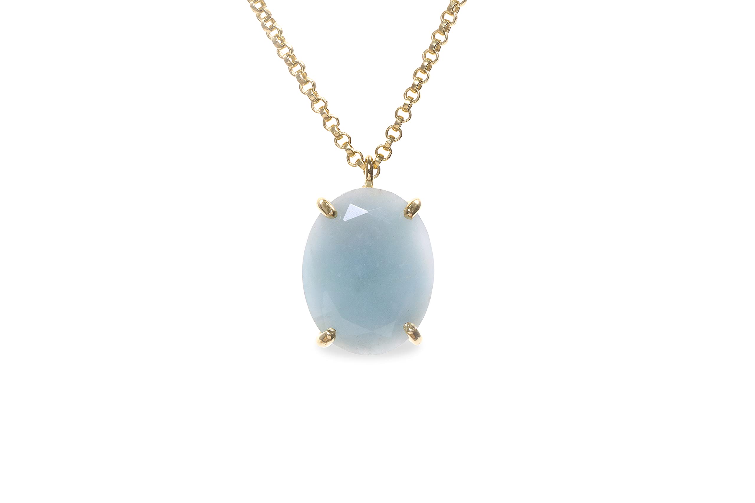 Anemone Jewelry Aquamarine Necklace - Elegant Oval Gemstone Pendant Necklace for Women - Customizable Length, Perfect for Bridal, Birthstone & Fashion Jewelry Gifts - Ideal for Weddings, Anniversaries & Everyday Wear