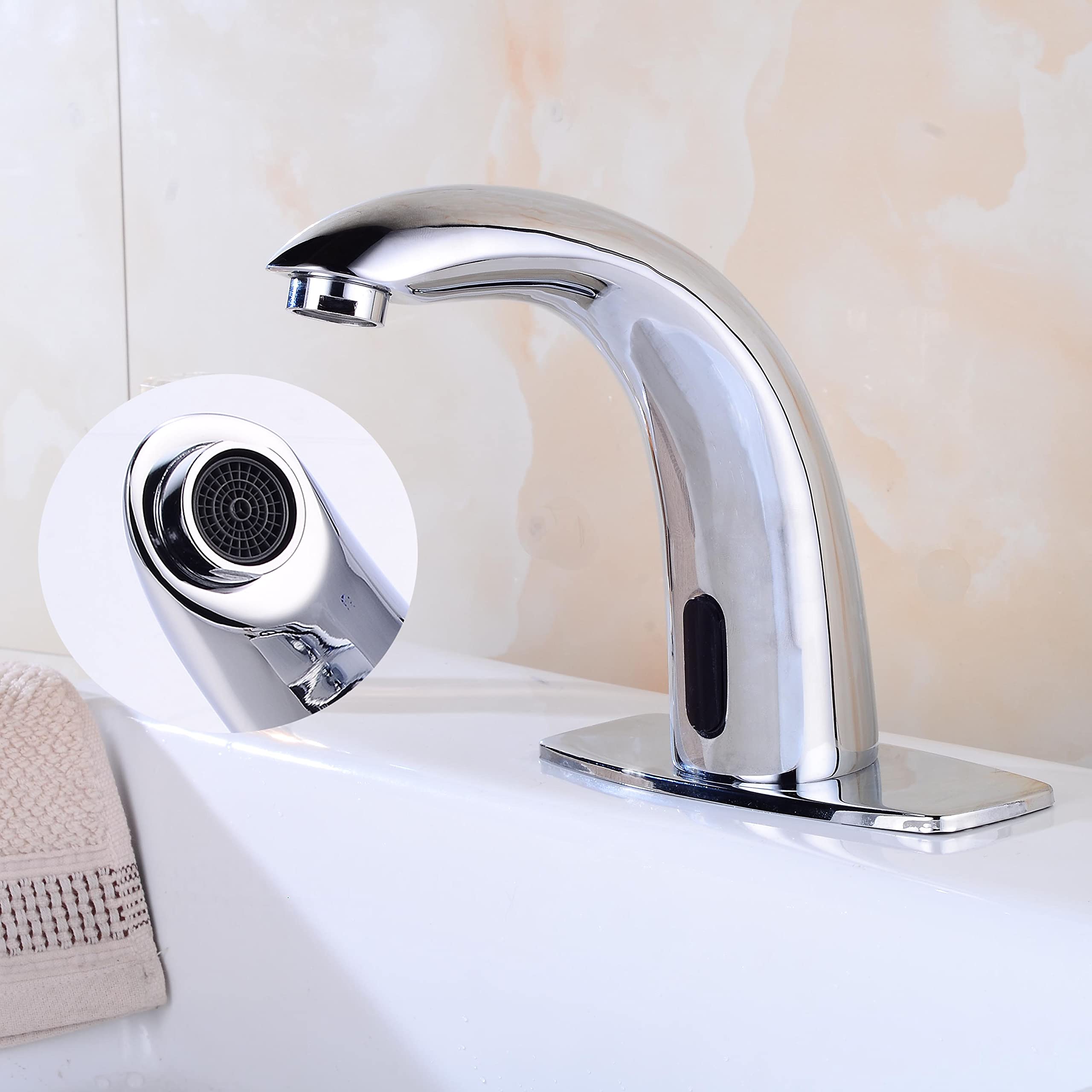 HHOOMMEE Automatic Sensor Faucet for Bathroom Basin - Touchless Motion Sensor Tap with Water Mixer Valve & Control Box (0103C) - Ideal for Home, Restaurant, and Public Restroom Hygiene