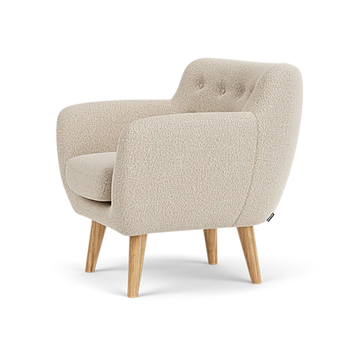 Anne Boucle Armchair - Modern Velvet Upholstered Accent Chair for Living Room, Bedroom, or Office - Stylish & Comfortable Seating with Solid Wood Legs