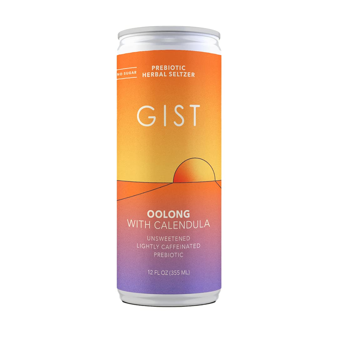 Organic Gist Functional Herbal Beverage - Oolong Tea with Calendula (12 fl oz, Pack of 12) | Sugar-Free, 4g Plant Fiber, 2g Plant Protein | Refreshing Drink for Wellness, Hydration & Daily Energy Boost