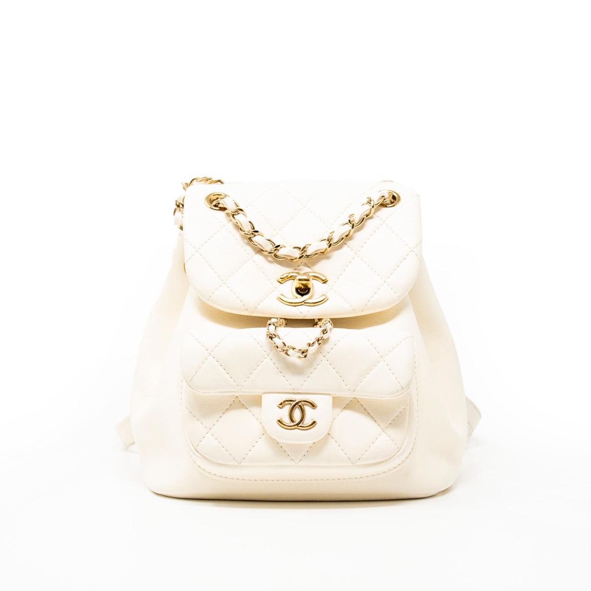 Chanel White Lambskin Duma Backpack - Luxury Designer Backpack for Women, Perfect for Travel, Work & Everyday Use