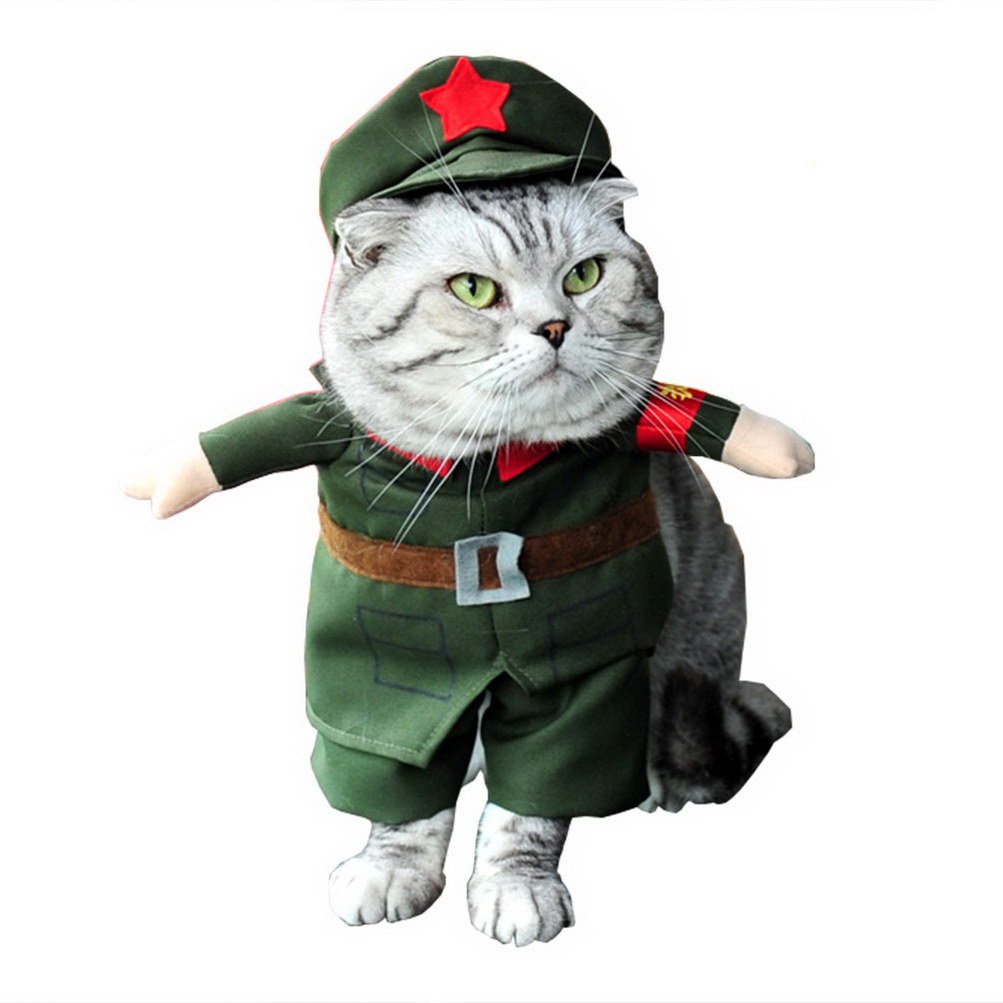 Zunea Military Dog Costume for Small Dogs - Soldier Dog Coat for Puppies, Girl & Boy - Perfect for Halloween, Cosplay, and Patriotic Events