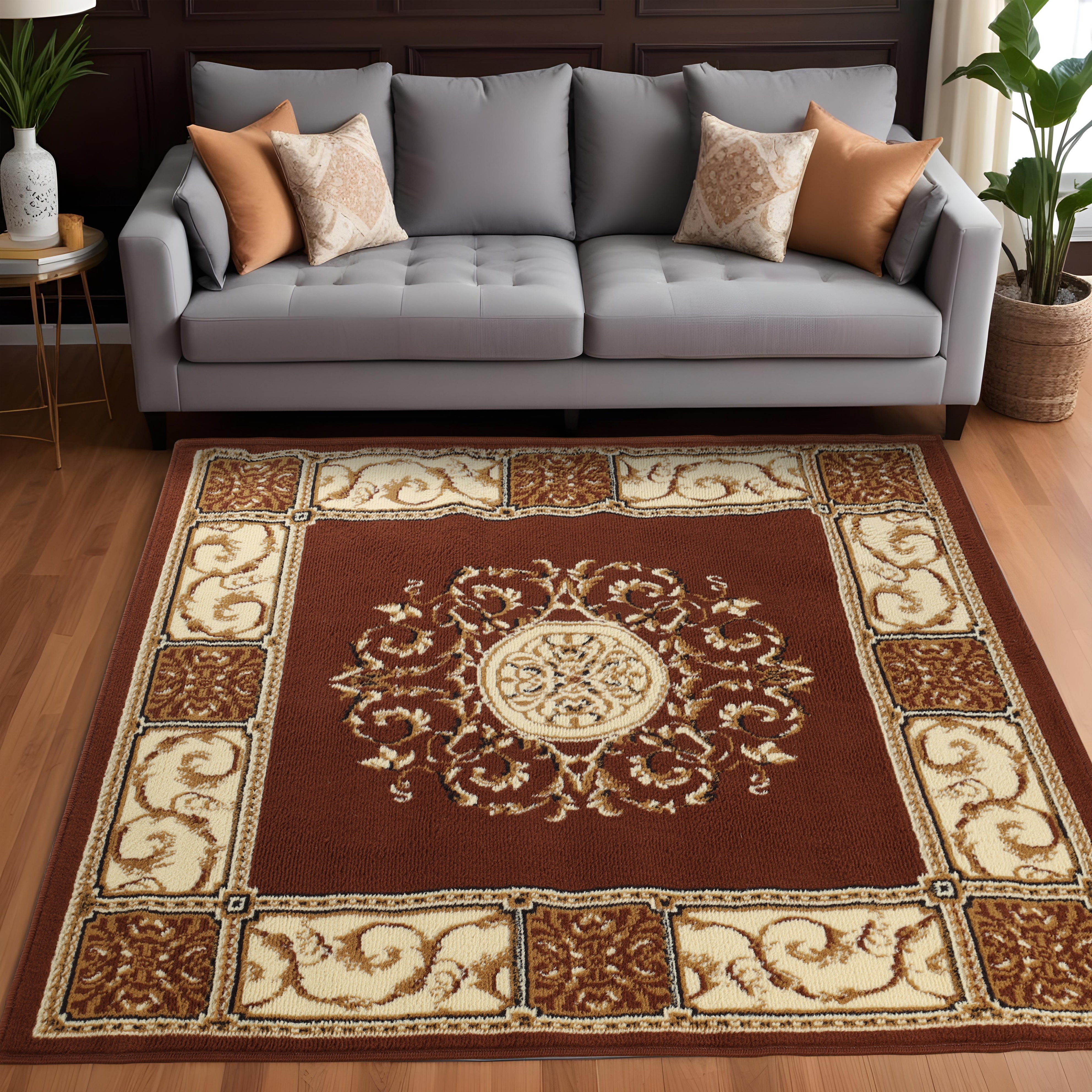 Large Medallion Modern Bohemian Indoor Area Rug or Runner - Perfect for Living Room, Bedroom, and Hallway Decor