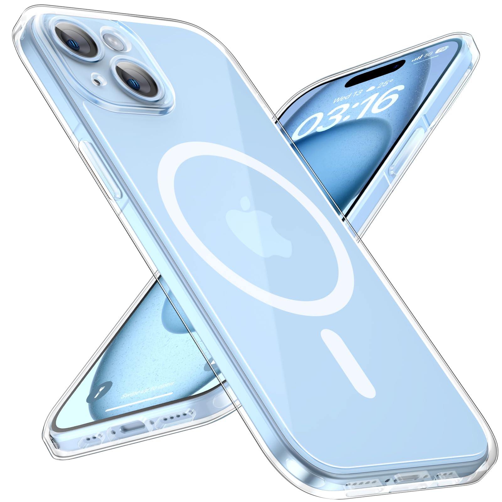 TOCOL Magnetic Clear iPhone 15 Plus Case (6.7 Inch) - Military Grade Protection, Magsafe Compatible, Non-Yellowing & Full Camera Cover - Perfect for Daily Use, Travel & Outdoor Activities