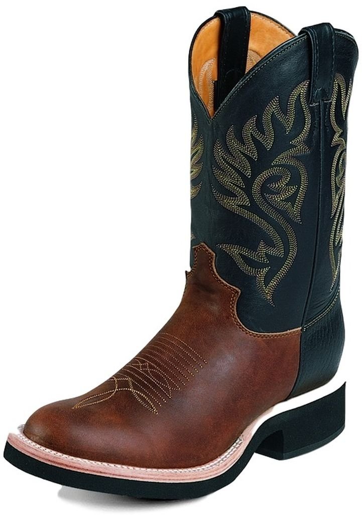 Justin Boot Company Men's Western Cowboy Boots - Size 10.5 in Brown/Black Leather - Durable Riding & Country Style Boots for Work, Rodeo & Casual Wear