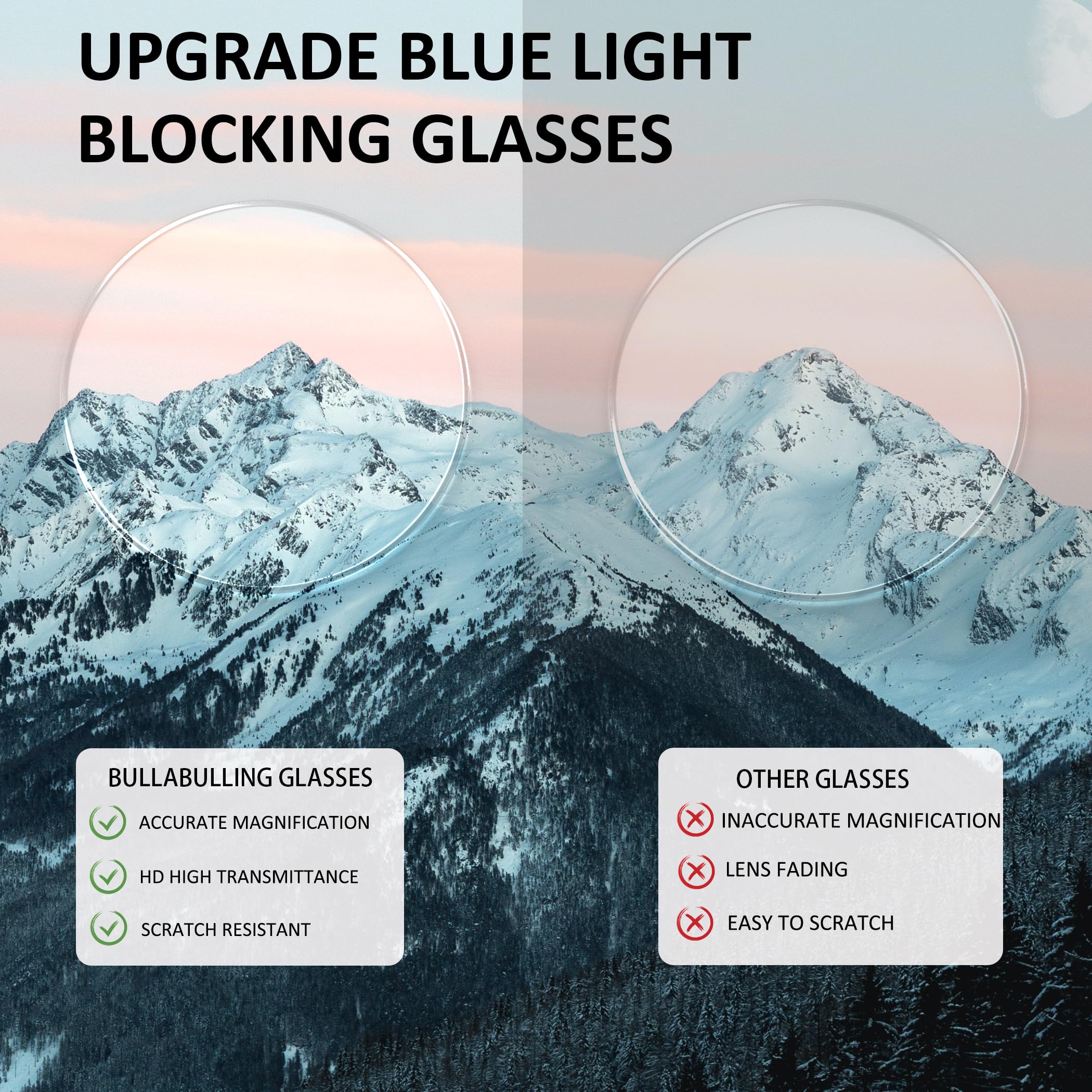 Bullabulling Retro Square Oversized Blue Light Blocking Reading Glasses for Women & Men - Computer Readers with Spring Hinge - Perfect for Office Work, Screen Time & Fashion Accessories