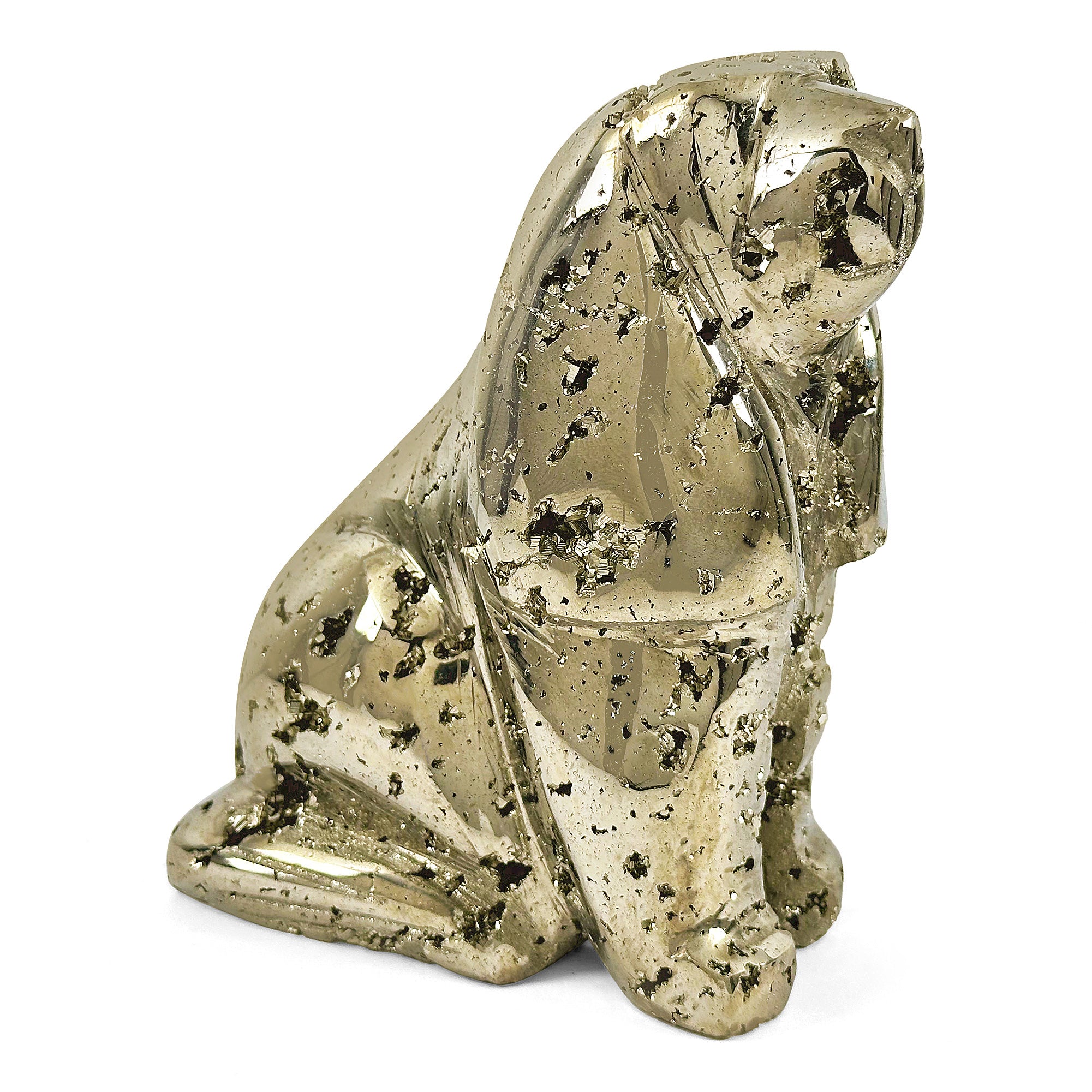 Hand Carved Pyrite Dog Gemstone Animal Carving - Natural Healing Crystal for Home Decor, Feng Shui, and Spiritual Collection | Perfect for Meditation, Office Desk, and Gift Giving