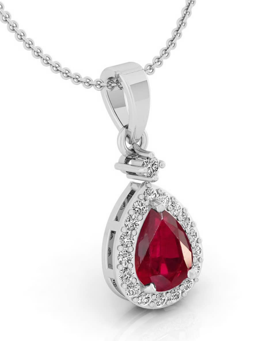 8.25 Carat Natural Certified Red Ruby Birthstone Pendant - 925 Sterling Silver Pear Shaped Jewelry for Women | Perfect Gift for Anniversary, Birthday & Special Occasions