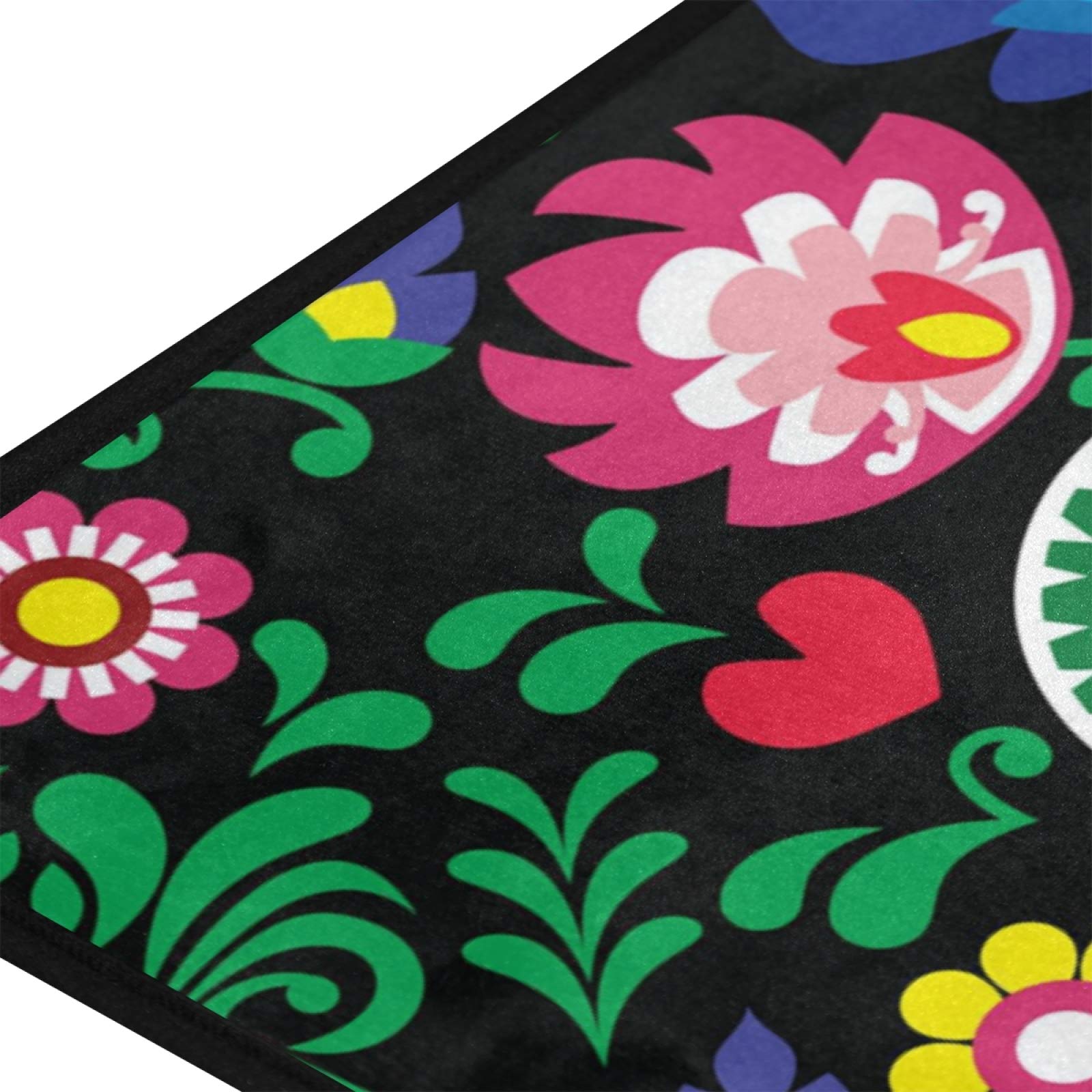 Qilmy Non-Slip Polish Folk Art Pattern Area Rug - 39x20 Inch Soft Comfort Floor Mat for Living Room, Bedroom, Bathroom & Dorm | Home Decor & Dining Room Carpet with Traditional Design