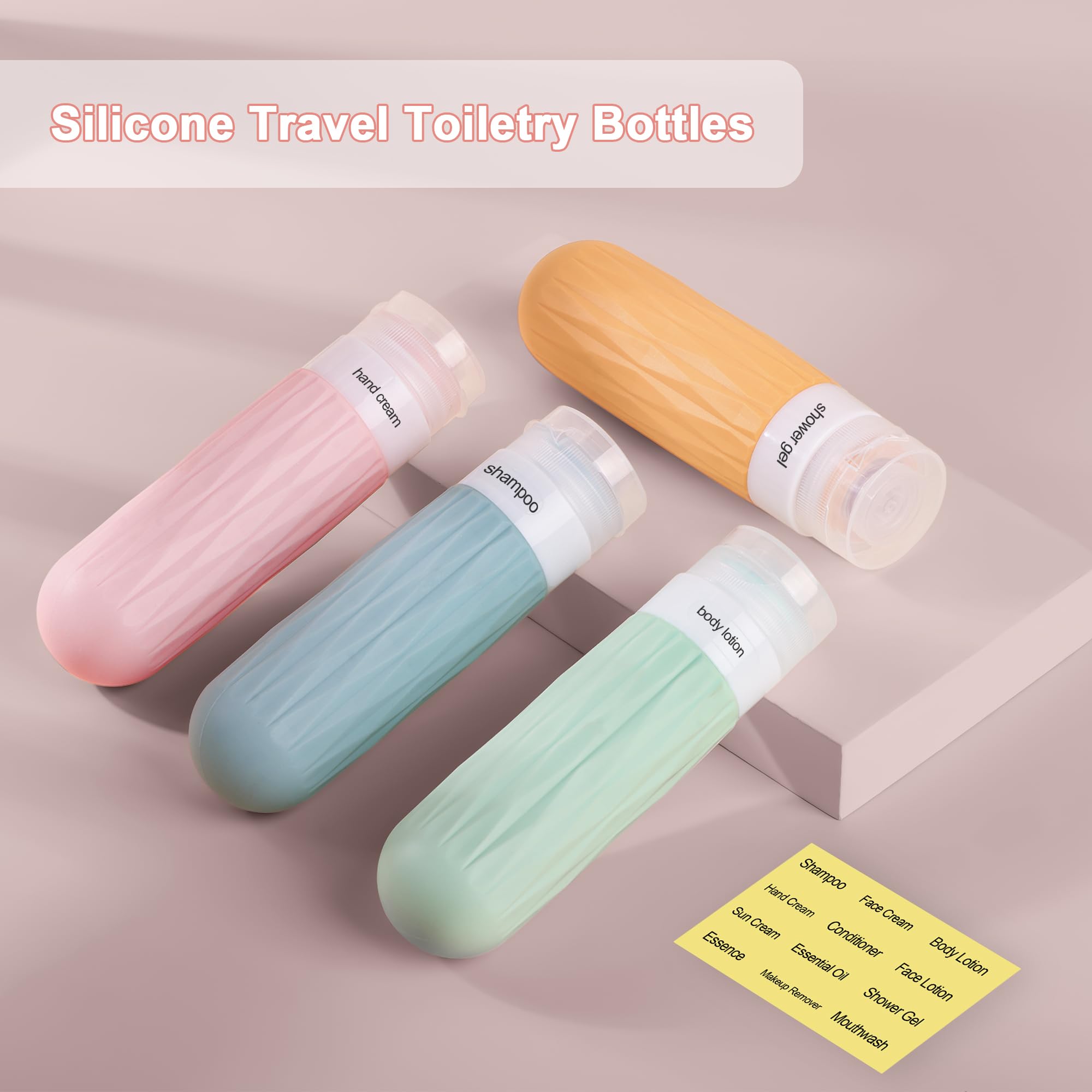 TSA Approved 3oz Travel Bottles for Toiletries - Leakproof & Refillable Silicone Containers for Shampoo, Conditioner & Cosmetics (Colorful Set) - Perfect for Air Travel, Gym & Vacation Essentials