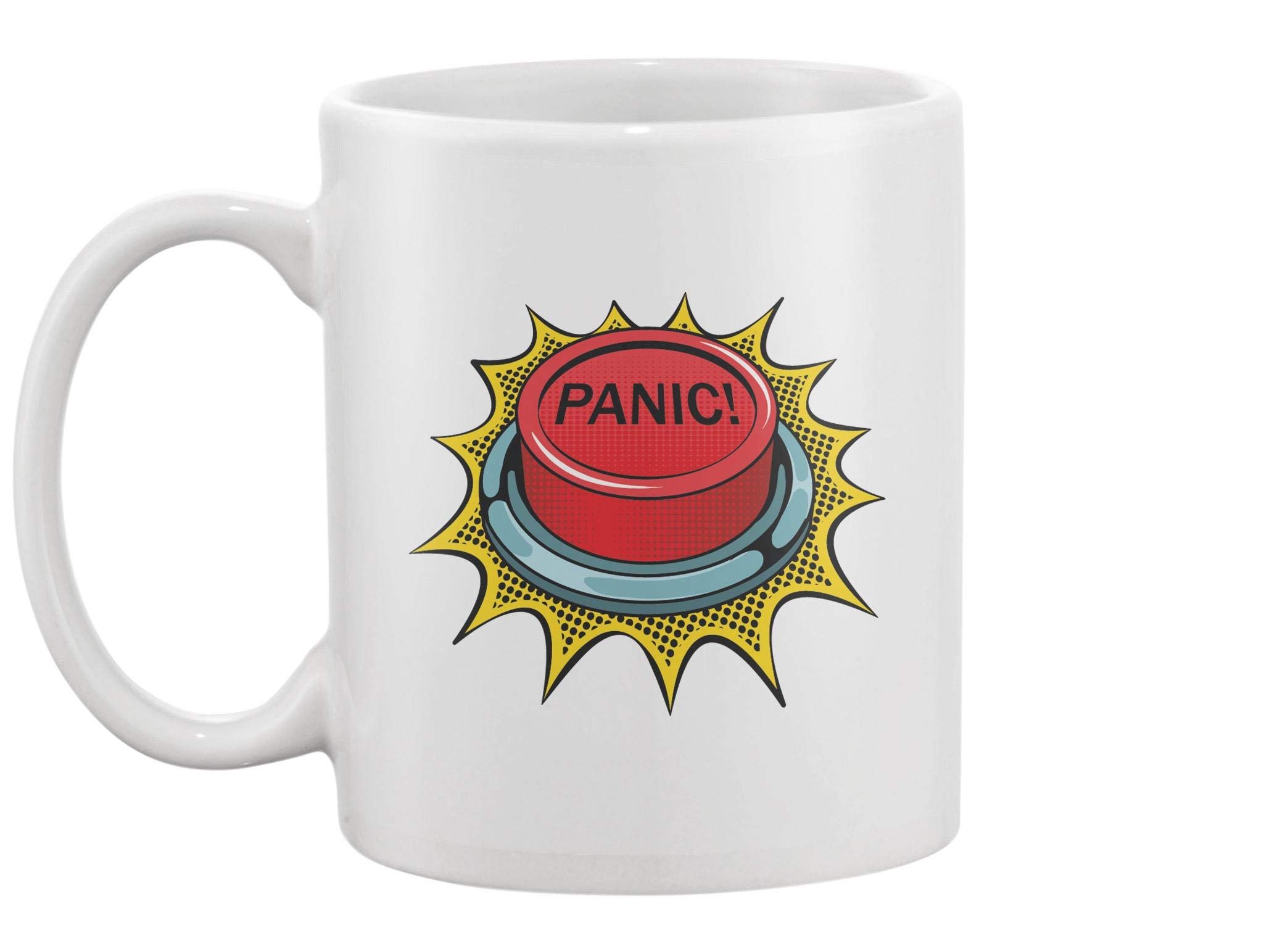 Funny Panic Red Button Coffee Mug - Novelty Gift for Office Prank, Stress Relief & Humor - Perfect for Coffee, Tea & Hot Drinks at Work or Home