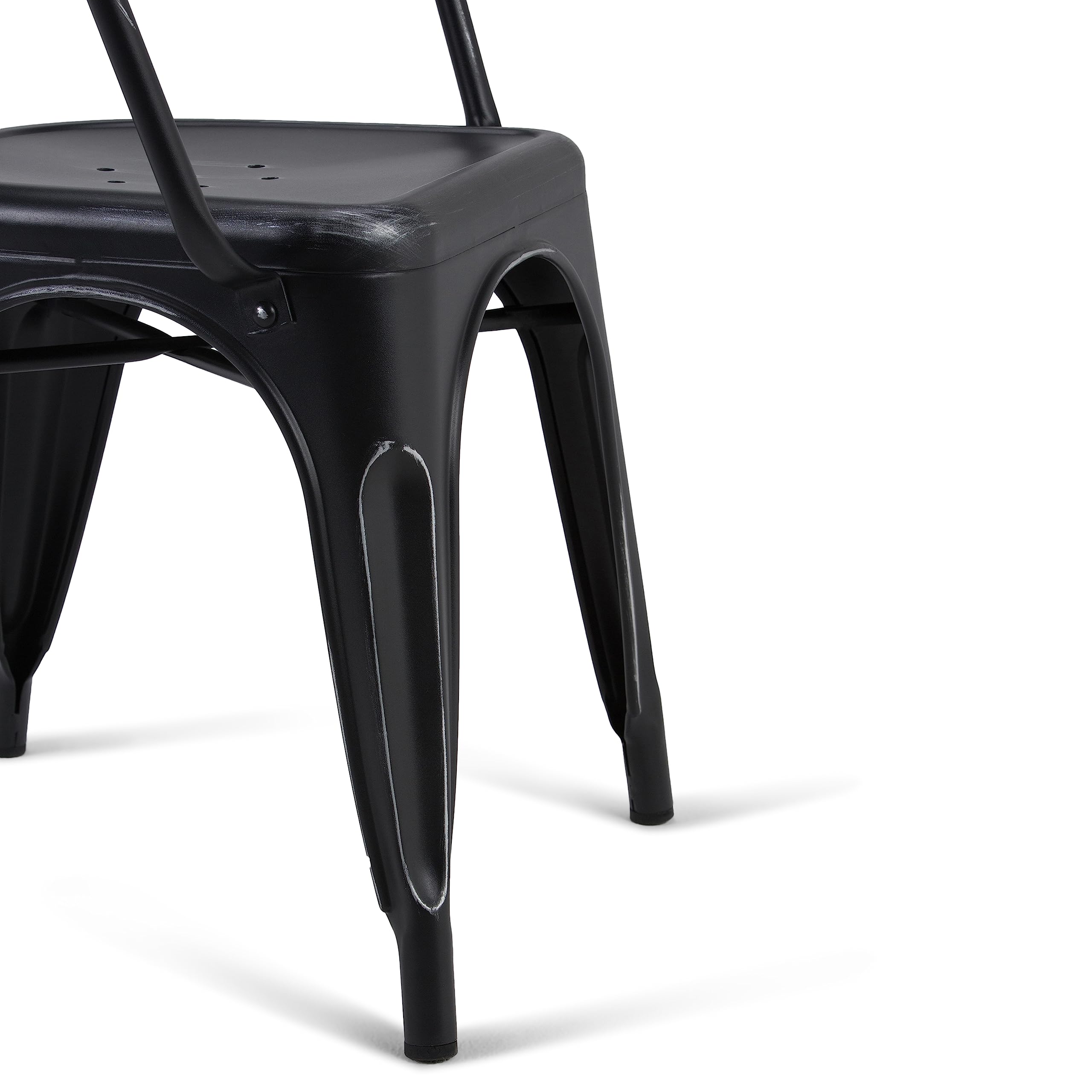 SIMPLIHOME Larkin 2-Piece Industrial Dining Chair Set - Distressed Black & Silver Metal Kitchen Chairs, 20.1