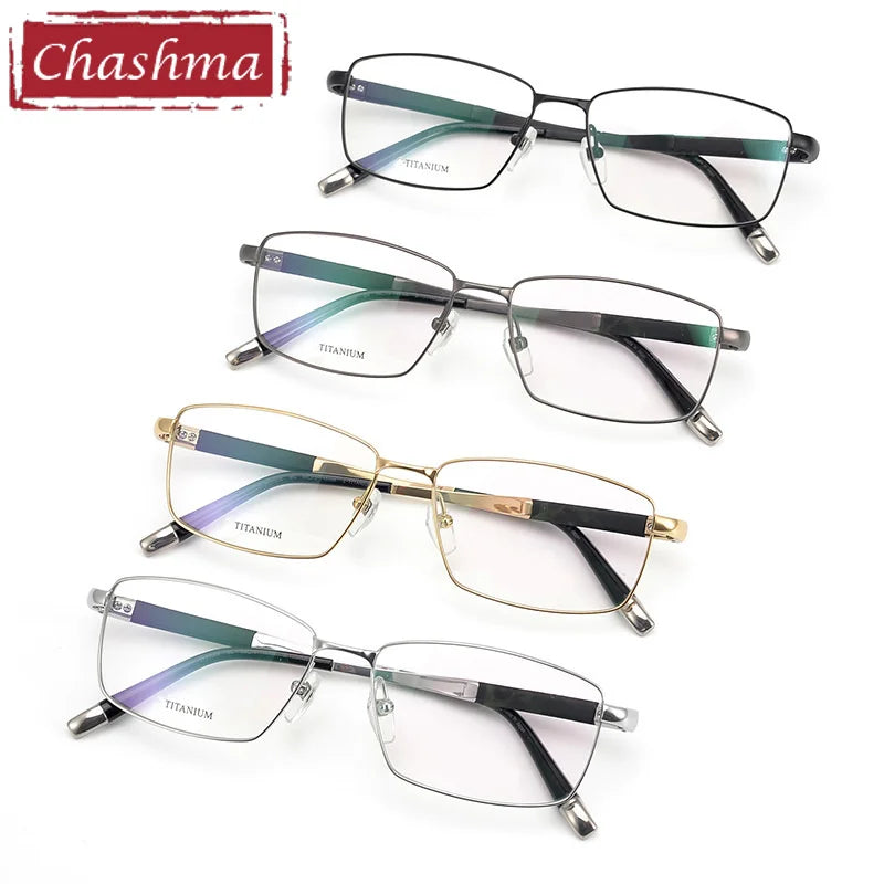 Men's Titanium Square Full Rim Eyeglasses 27448 – Lightweight Durable Frame for Work, Reading & Everyday Use