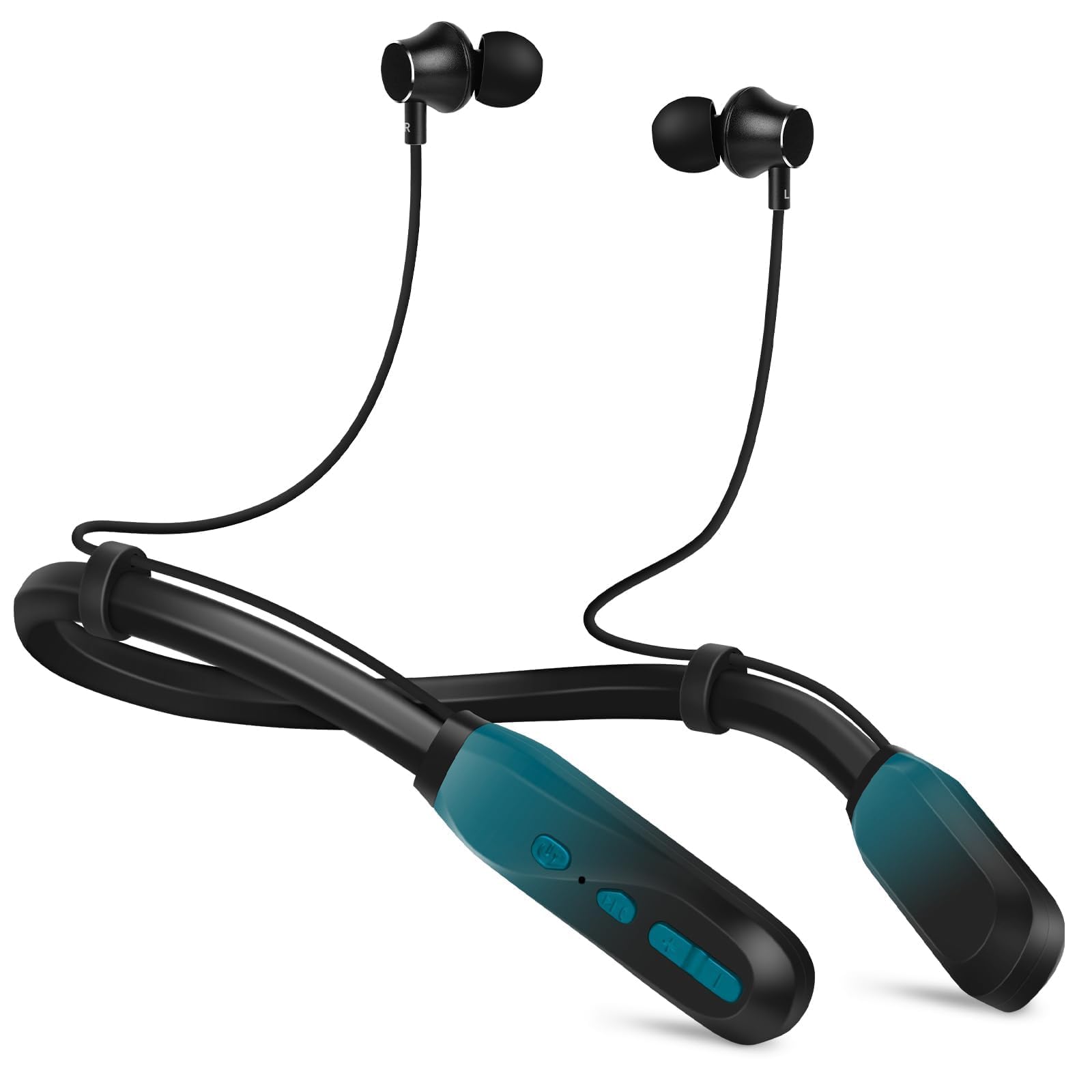 Wireless Bluetooth Neckband Headphones with 200H Playtime, Stereo Sound & Built-in Mic - IPX5 Waterproof, Balanced Armature Drivers for Running, Gym Workouts & Office Use (Cyan Green)