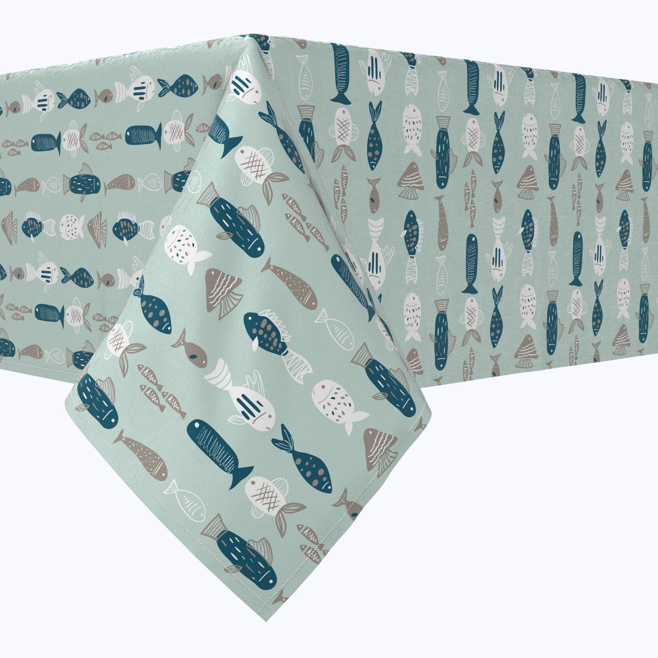 Doodle Fishes Tablecloths - Waterproof & Washable Fish Pattern Table Cover for Dining, Kitchen, Party Decor - Perfect for Indoor & Outdoor Use