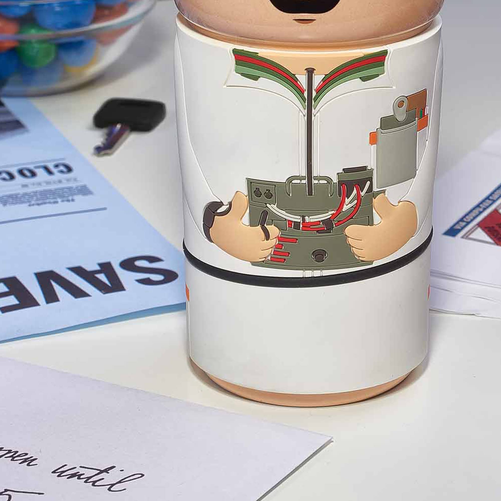 Numskull Back to The Future Doc Brown Ceramic Coffee Mug with Insulated Rubber Sleeve - 400ml Official Merchandise - Perfect Gift for Movie Fans & Collectors - Great for Home, Office or Sci-Fi Themed Parties