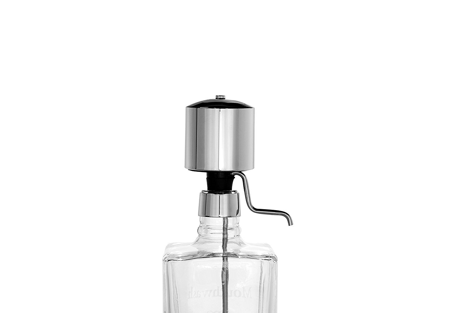 Lead-Free Crystal Mouthwash Dispenser with Chrome Pump - Perfect for Bathroom Countertops & Travel Oral Care