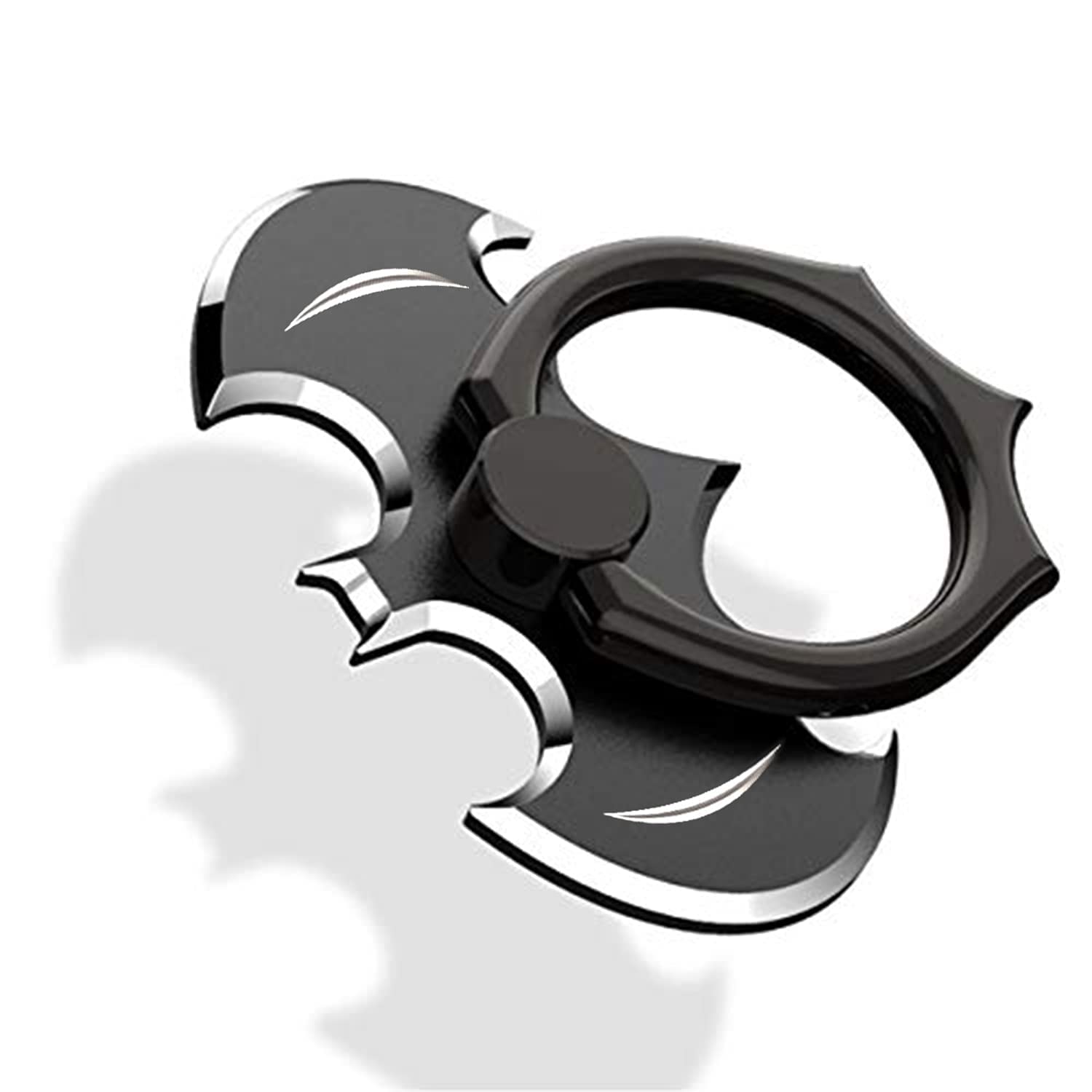 360° Rotating Metal Phone Ring Holder - Adjustable Finger Grip & Kickstand for iPhone, Samsung Smartphones & Tablets (Black) | Perfect for Hands-Free Viewing, Secure Grip & Selfies