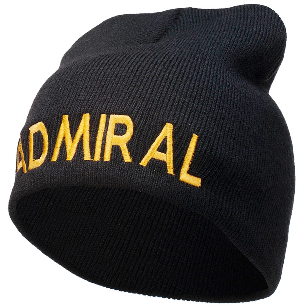 Admiral Embroidered Short Beanie for Men & Women - Winter Warm Knit Hat with Embroidered Logo - Perfect for Skiing, Snowboarding & Outdoor Activities