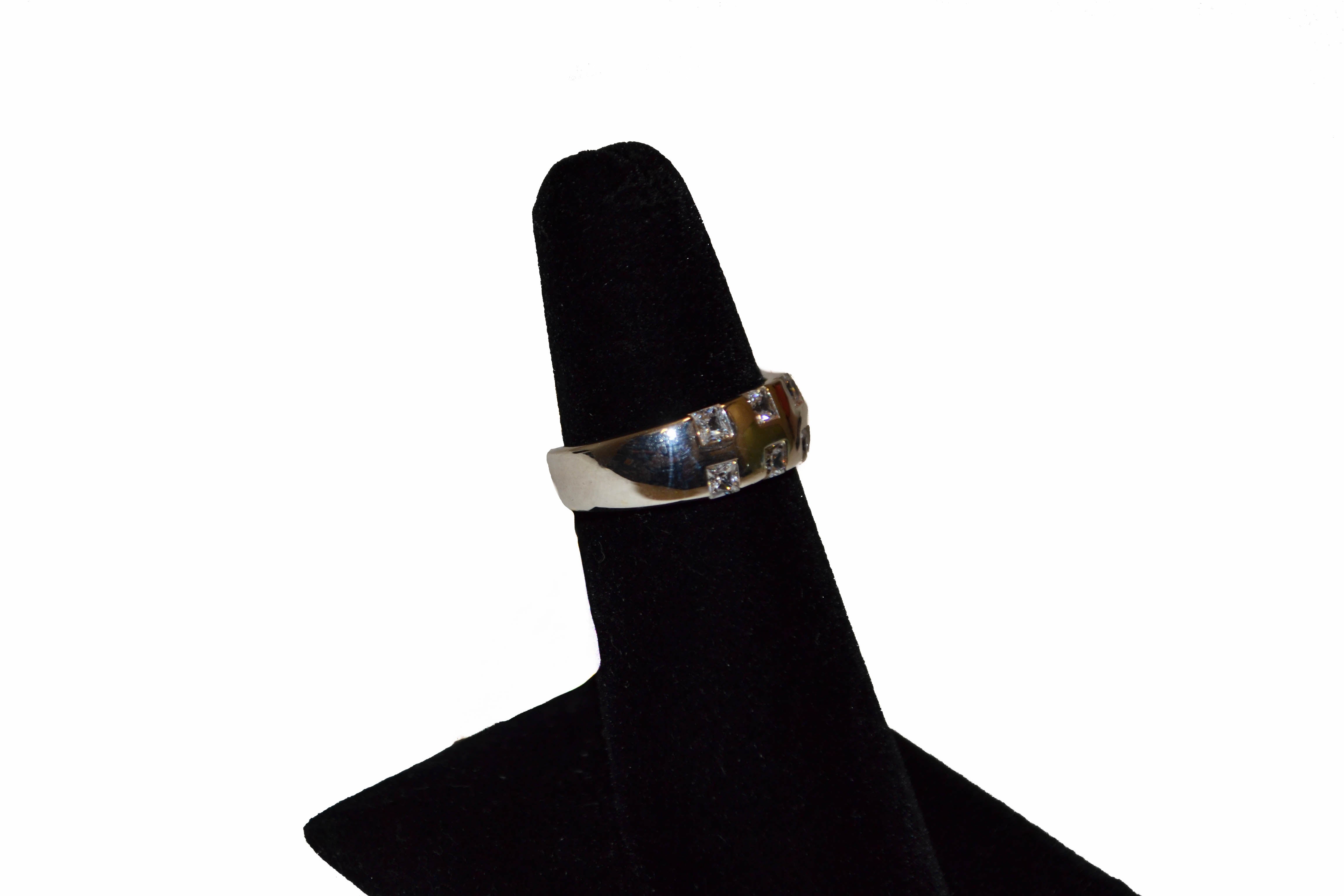 Authentic Folli Follie Sterling Silver Thick Band Ring with Cubic Zirconia - Size 6.5 - Elegant Jewelry for Women, Perfect for Weddings, Anniversaries & Special Occasions