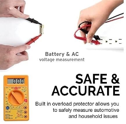Qwid Digital Multimeter - AC/DC Voltage Tester with Buzzer, Square Wave Output, Ohm Meter, LCD Display & Overload Protection (Pack of 1) - Perfect for Home Electrical Repairs, Automotive Diagnostics, and DIY Electronics Projects