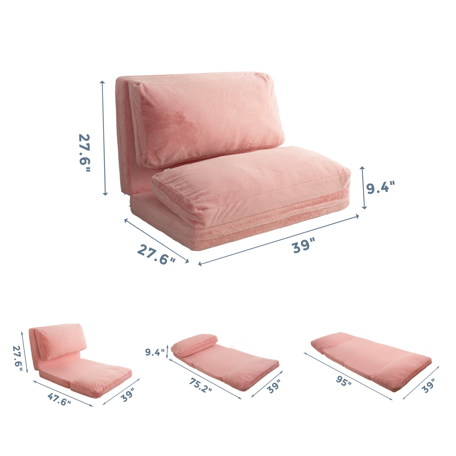 MAXYOYO Bean Bag Folding Sofa Bed - Extra Thick Floor Mattress with Washable Faux Fur Cover | Perfect for Living Room, Bedroom, Dorm & Game Room Lounging