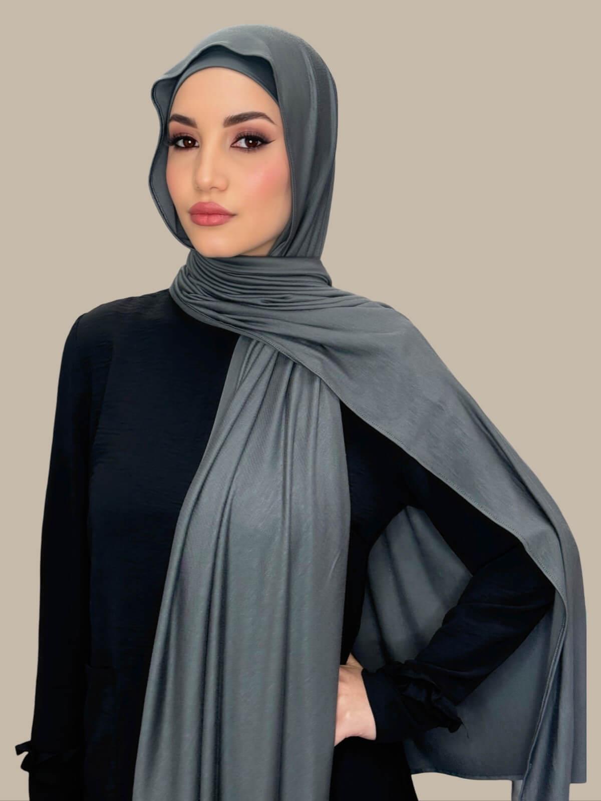 Premium Jersey Hijab Scarf - Soft & Breathable Pebble Grey - Perfect for Daily Wear, Work, and Prayer