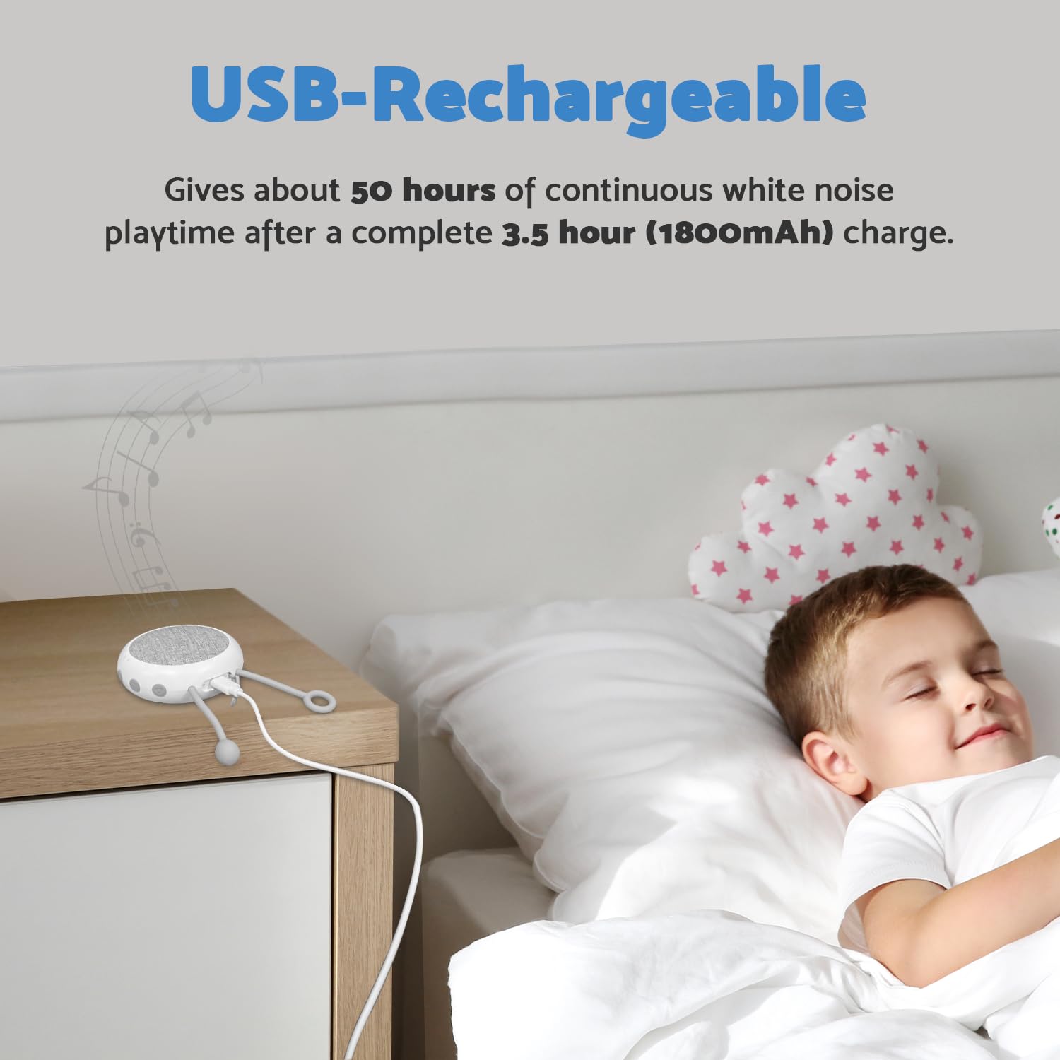 Portable White Noise Machine for Baby & Adults - 12 Soothing Sounds, 1800mAh Rechargeable Battery, Night Light - Perfect for Sleep, Travel, Office & Nursery - Ideal Baby Shower Gift by DAZZY DOT