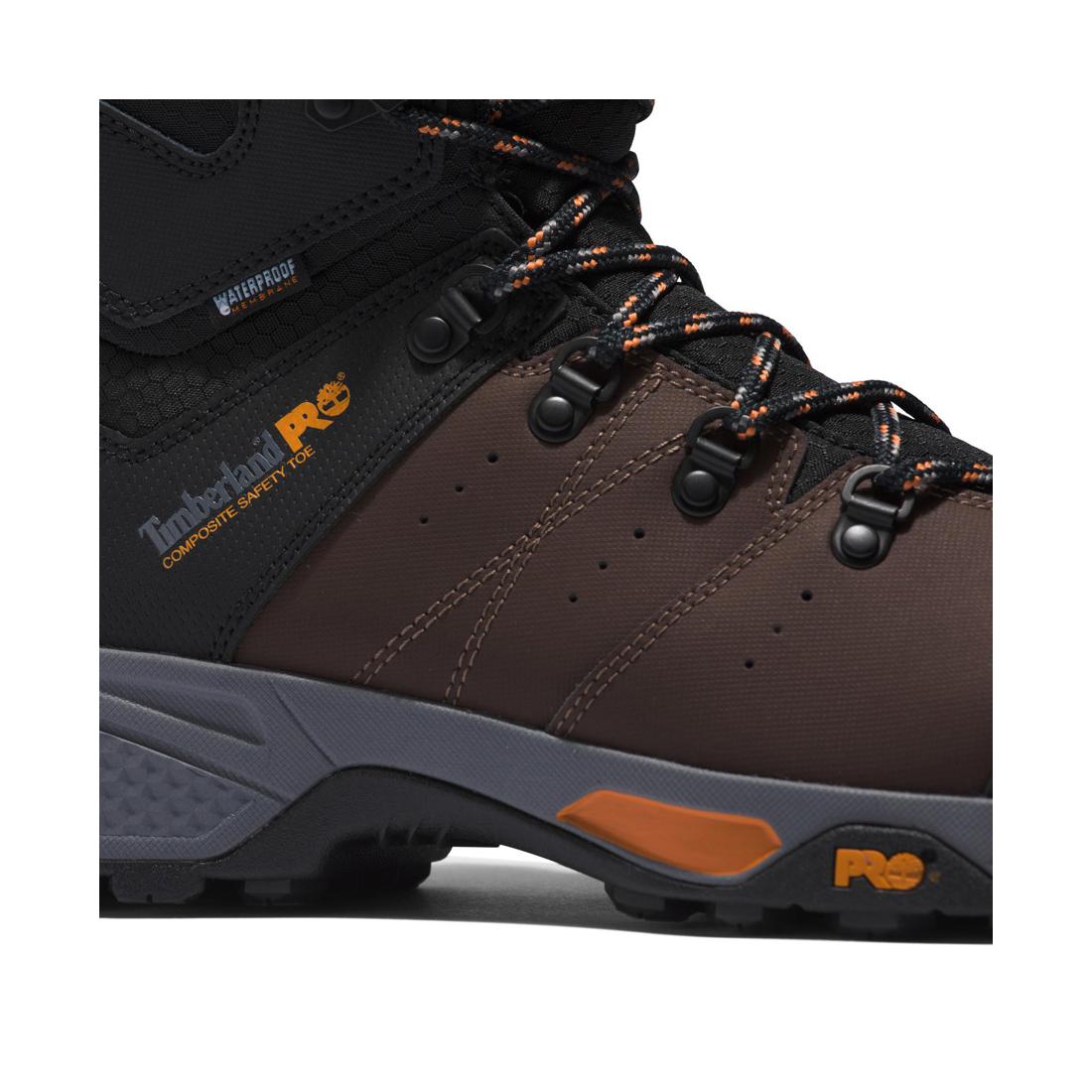 Switchback 6 Inch Composite Toe Waterproof Work Boots for Men - Brown Safety Shoes for Construction, Hiking & Outdoor Work