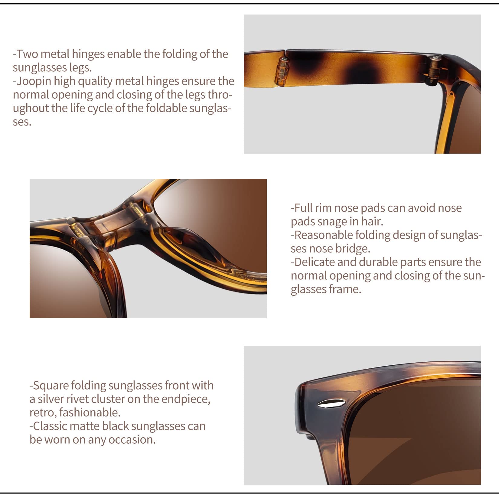 Joopin Square Polarized Sunglasses for Men & Women - 100% UV Protection, Trendy Designer Shades for Outdoor Activities, Driving & Fashion