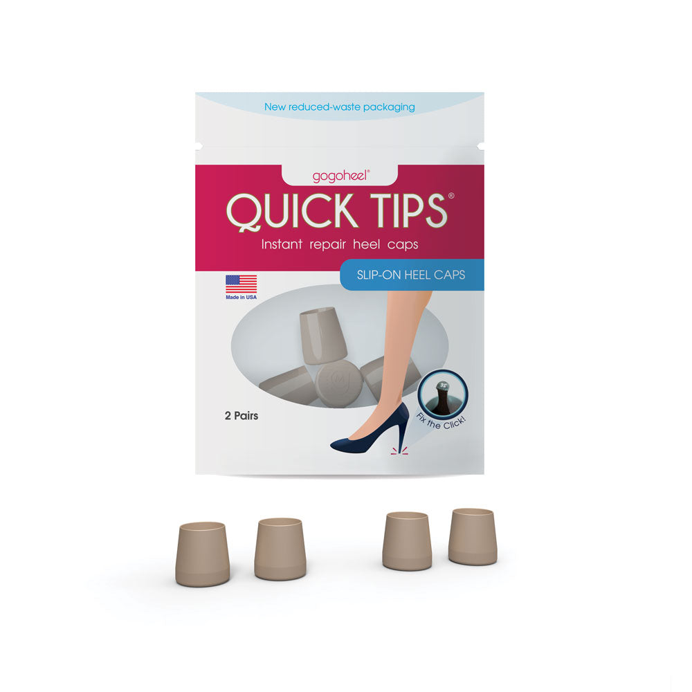 QUICK TIPS® Slip On Heel Caps for Women - 2 Pairs (Black/Taupe) - Comfortable Shoe Heel Protectors for High Heels & Pumps - Prevent Blisters & Pain - Perfect for Work, Parties & Special Events