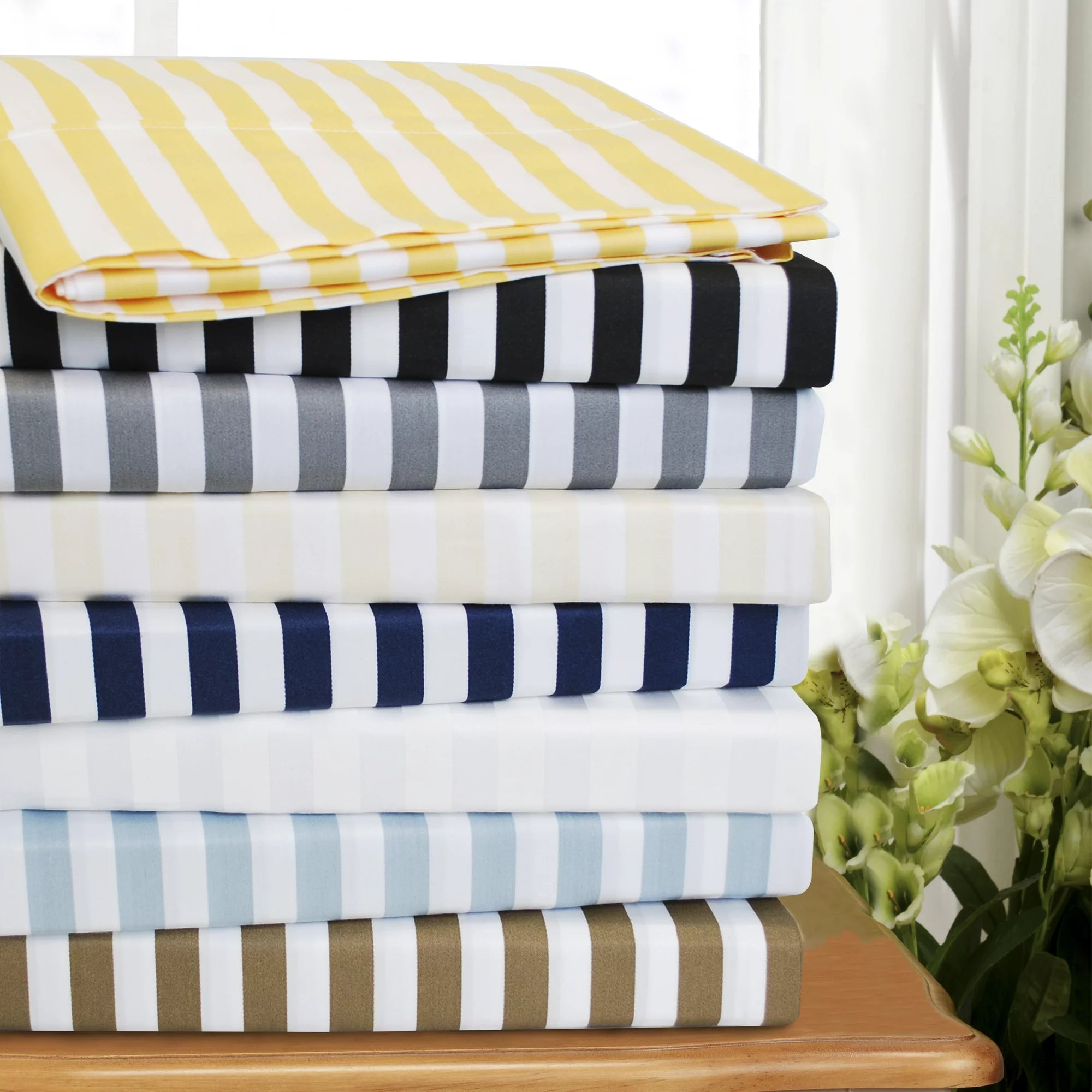Premium 600 Thread Count Cotton Blend Cabana Stripe Pillowcase Set - Soft & Breathable Bedding for Hotels, Guest Rooms & Home Decor (Standard Size, Set of 2)