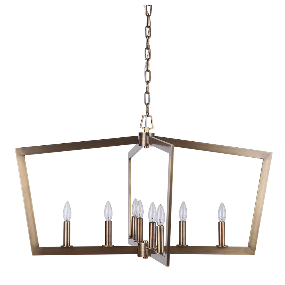 Elegant Dexter 8-Light Chandelier in Brass Finish - Perfect for Dining Room, Living Room & Bedroom Lighting