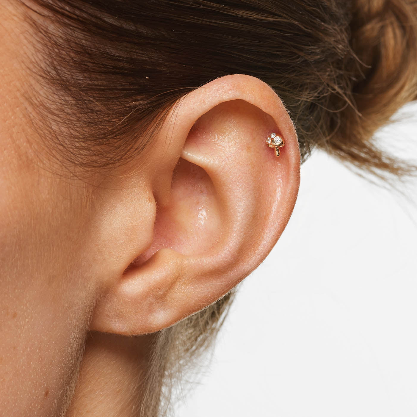 10k Gold Spotted Mushroom Helix Single Stud Earrings - Perfect for Everyday Wear & Unique Gifts
