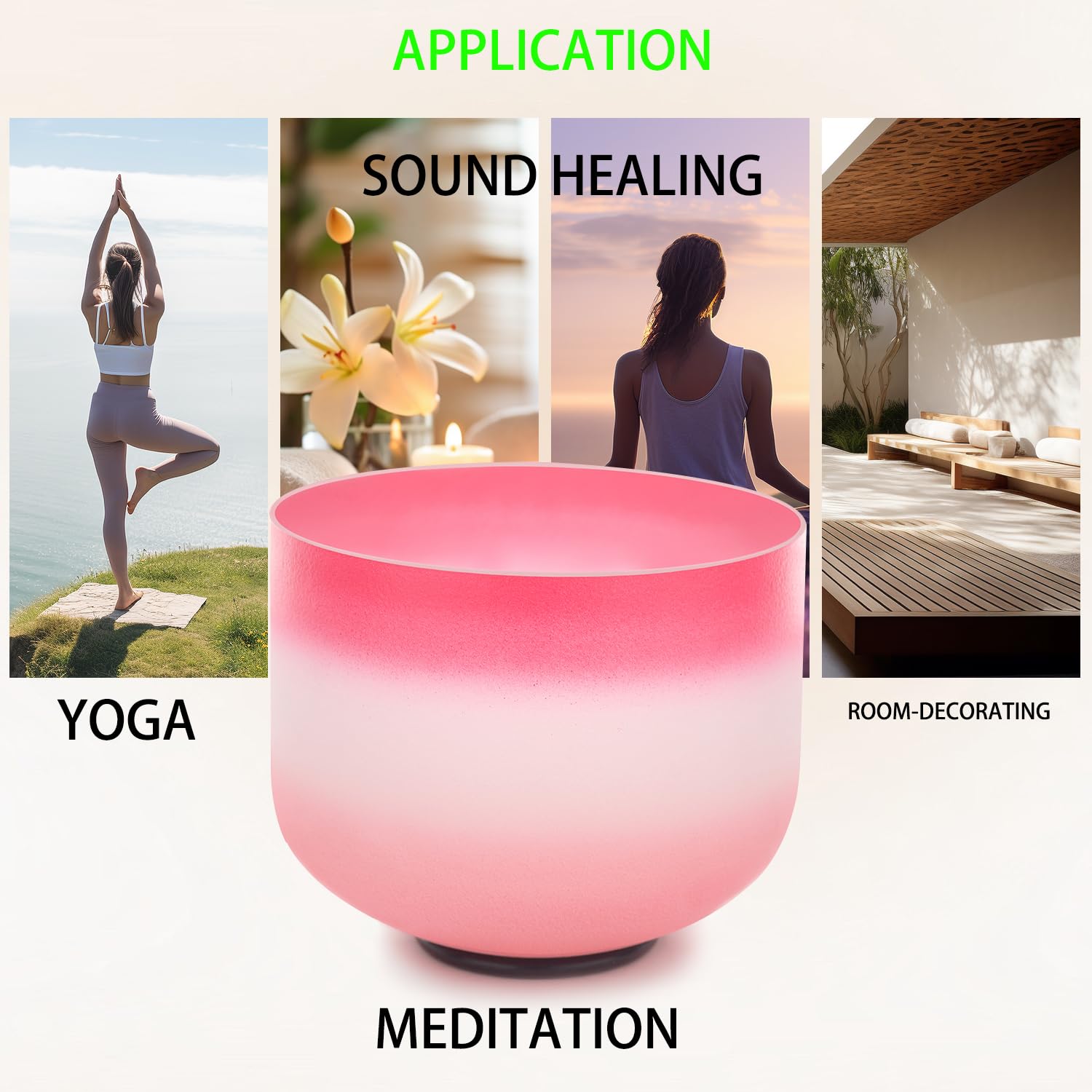8 Inch F Note 432Hz Pink Singing Bowl - Frosted Quartz Crystal for Heart Chakra Meditation, Sound Healing Therapy with Suede Striker & Durable Carrying Case - Perfect for Yoga, Reiki, Stress Relief & Spiritual Practices