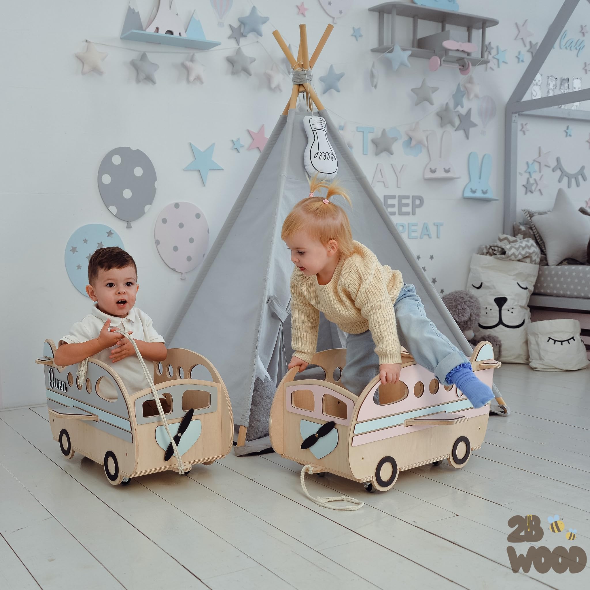 Personalized Kids Toy Storage Organizer with Wheels - Montessori Wooden Toy Box for Girls & Boys - Nursery Room Organization - Perfect for Playrooms, Bedrooms & Christmas Gifts